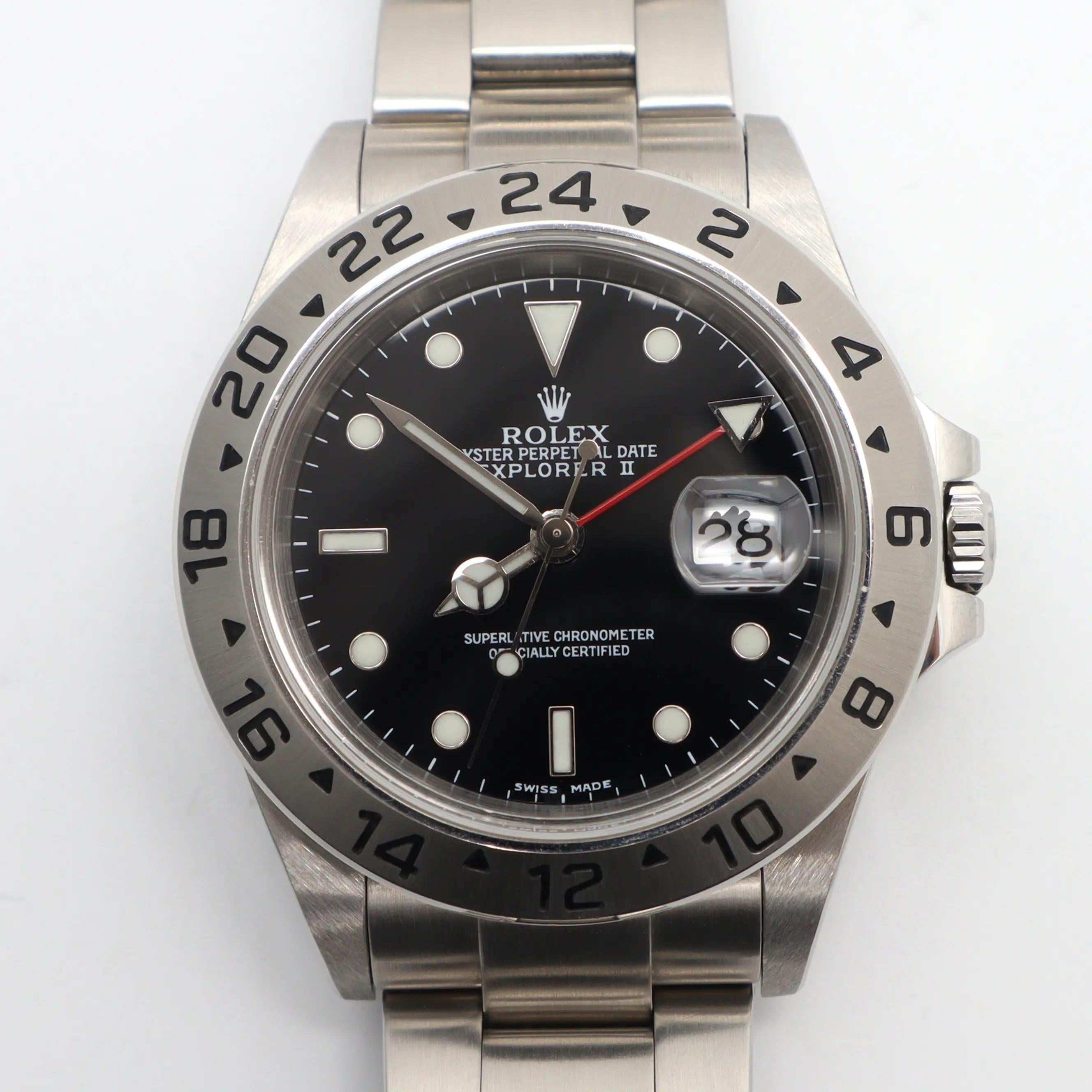 Rolex Explorer II Steel No Holes Case GMT Automatic Mens Watch 16570 For Sale 3