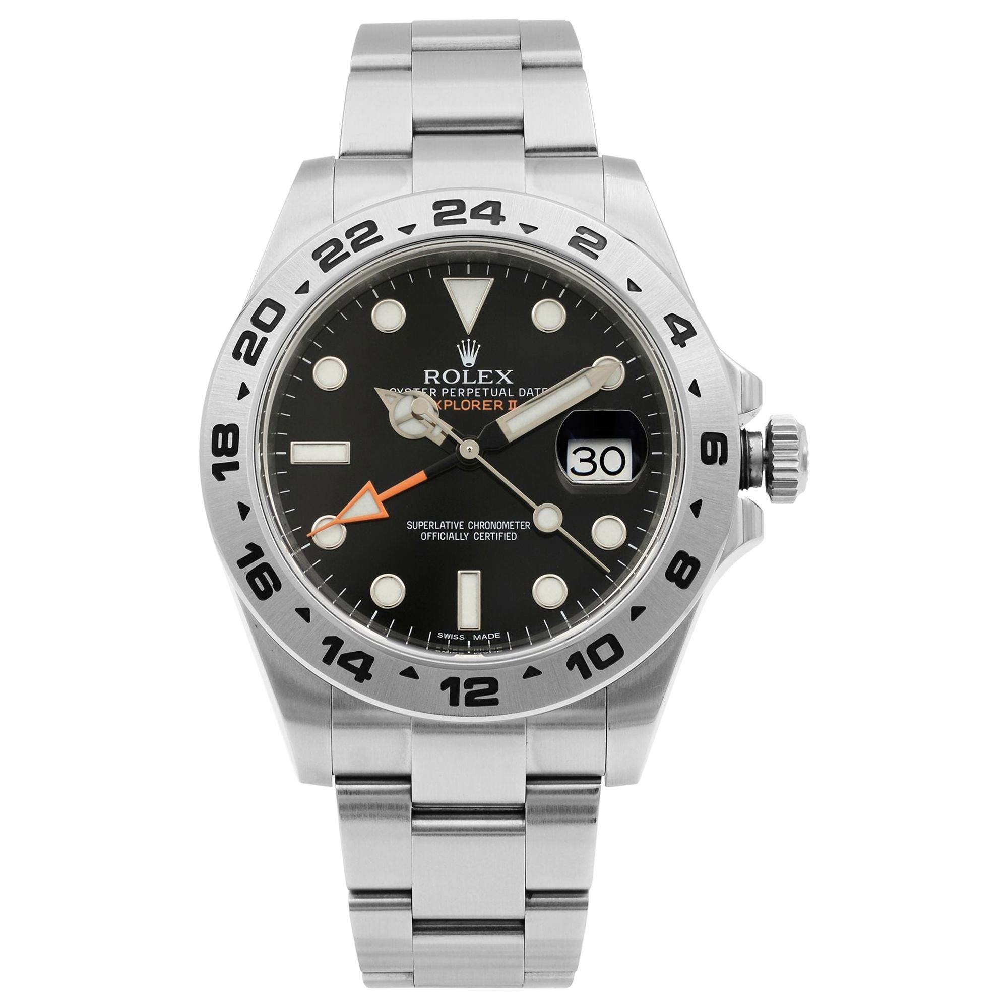 Rolex Explorer II Steel Orange Hand Black Dial Automatic Men's Watch 216570