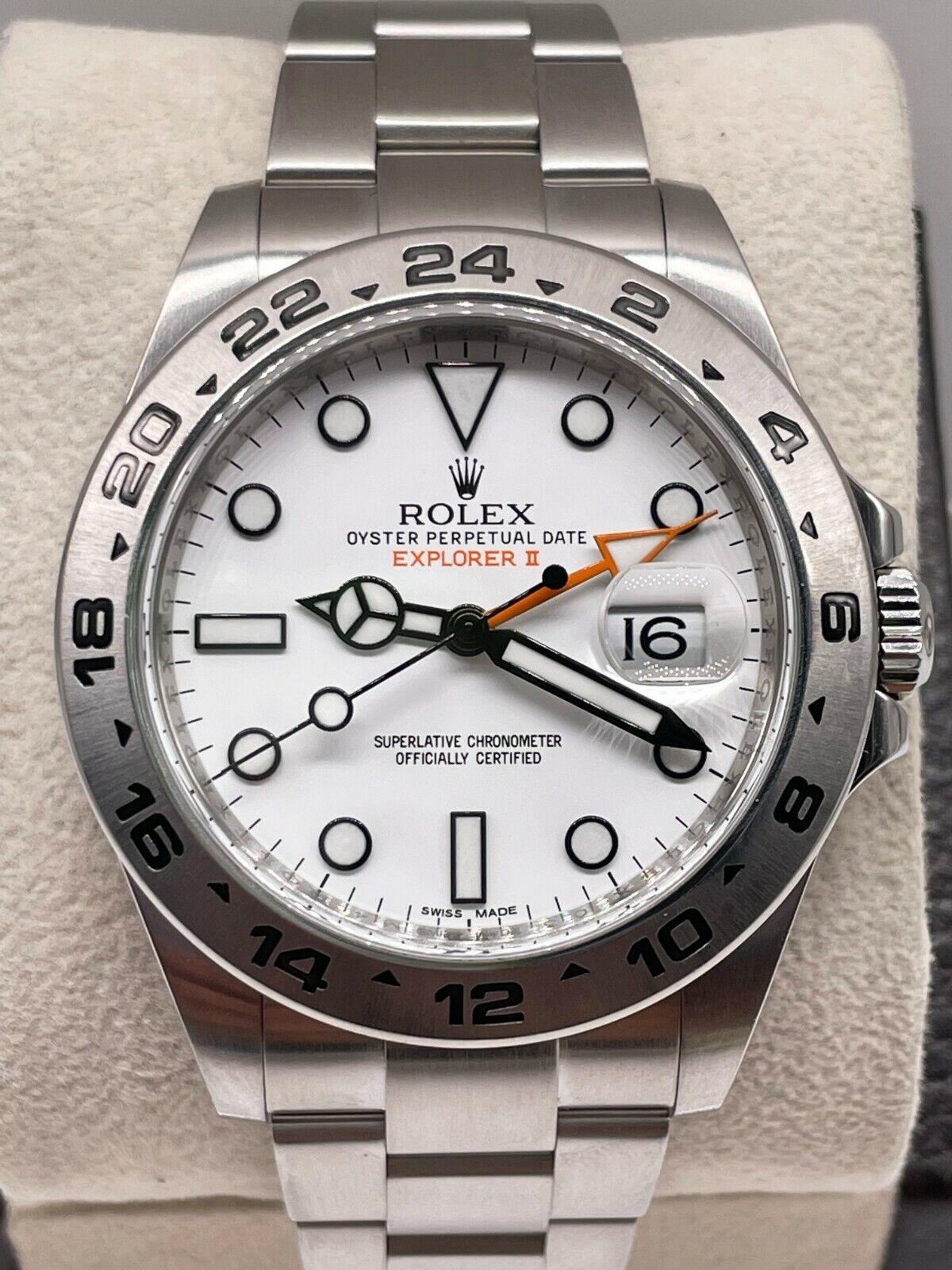 Style Number: 216570

 

Serial: 03144***


Year: 2015

 

Model: Explorer II 

 

Case Material: Stainless Steel 

 

Band: Stainless Steel 

 

Bezel:  Stainless Steel 

 

Dial: White Dial 

 

Face: Sapphire Crystal 

 

Case Size: 42mm

