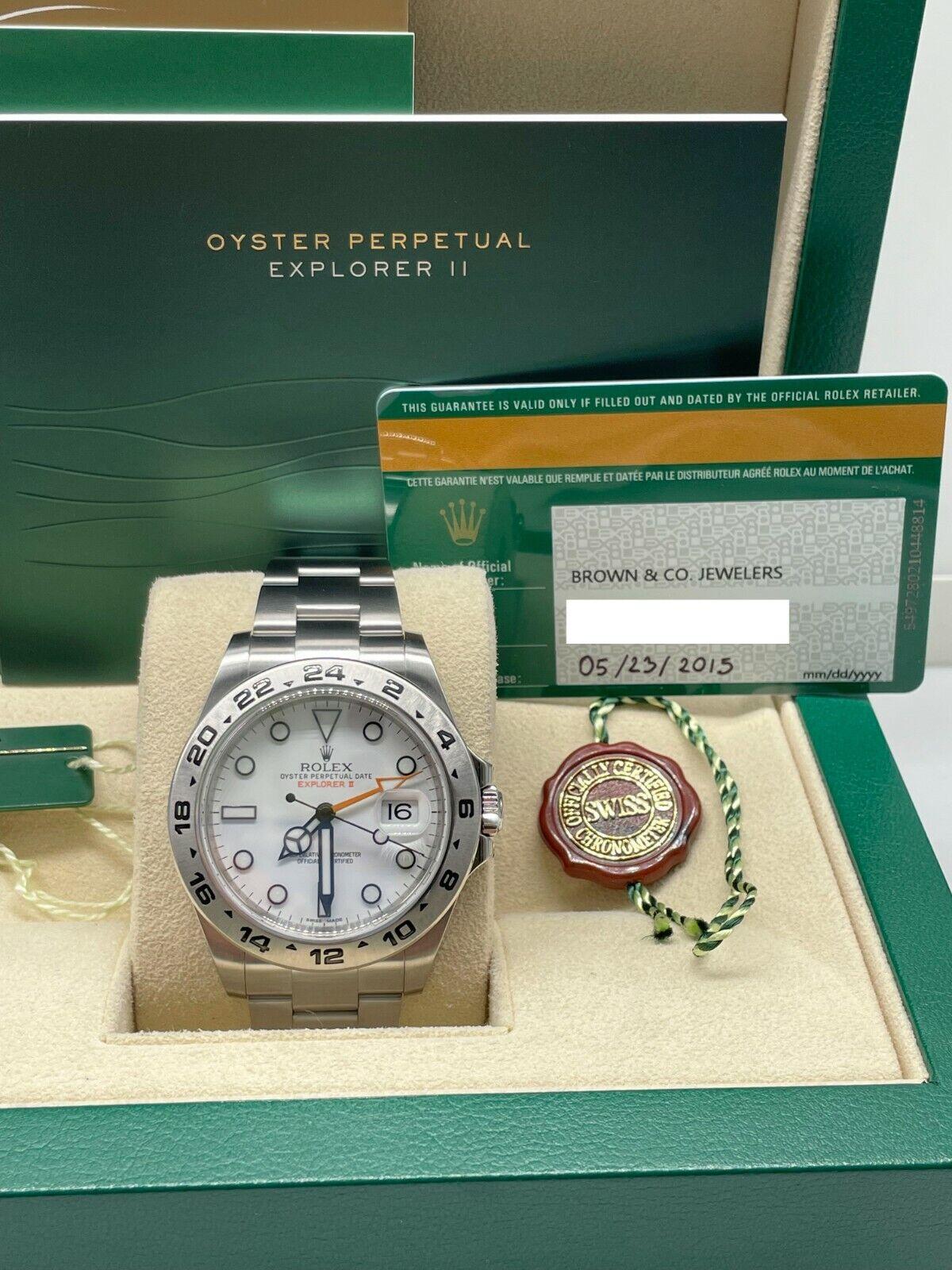 Rolex Explorer II White Dial 216570 Stainless Steel Box Paper In Excellent Condition For Sale In San Diego, CA