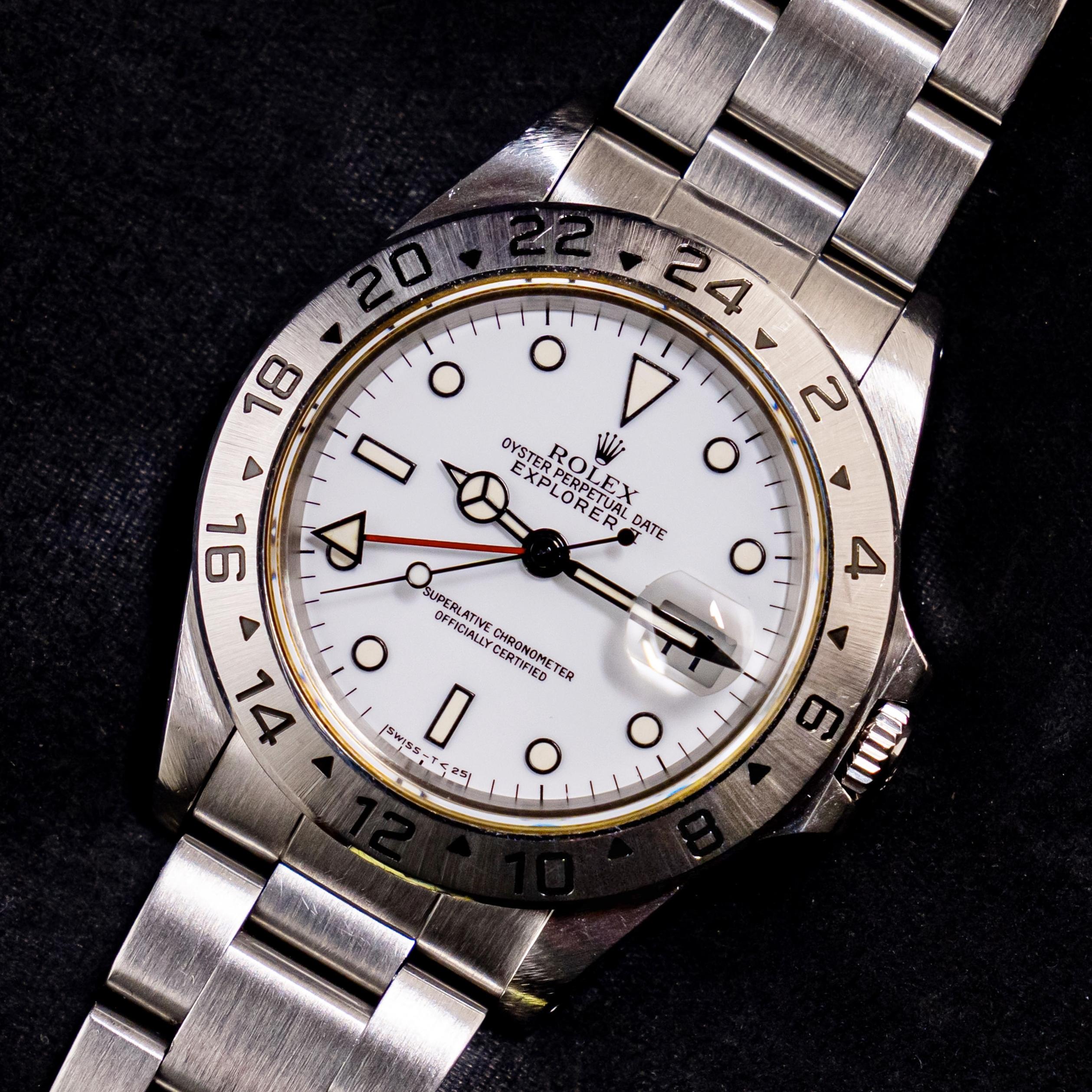 Brand: Rolex
Model: 16570
Year: 1995
Serial number: W6xxxxx
Reference: C03507

Case: Show sign of wear w/ slight polishing from previous; inner case back stamped 16570

Dial: Excellent Condition Tritium White Dial where the lumes have turned into
