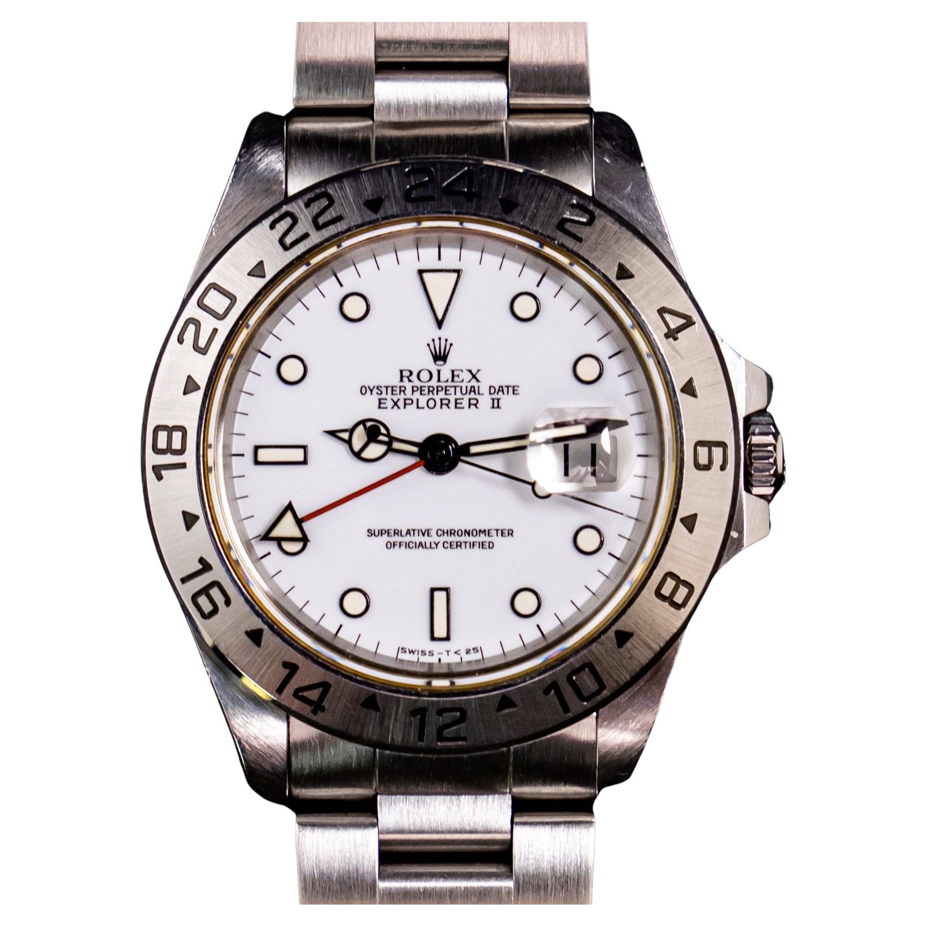 Rolex Explorer II Weißes Zifferblatt Creme 16570 Stahl Automatikuhr 1995