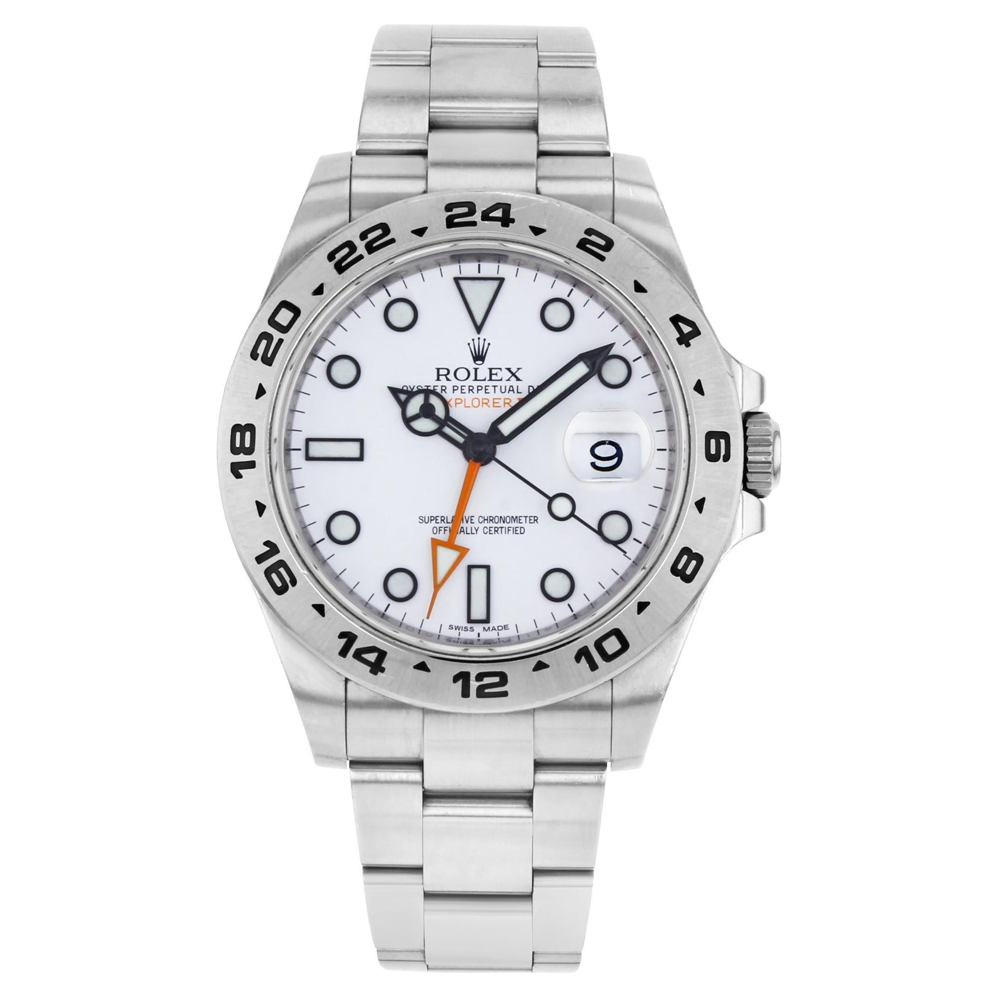 Rolex Explorer II White Dial GMT Stainless Steel Automatic Mens Watch 216570