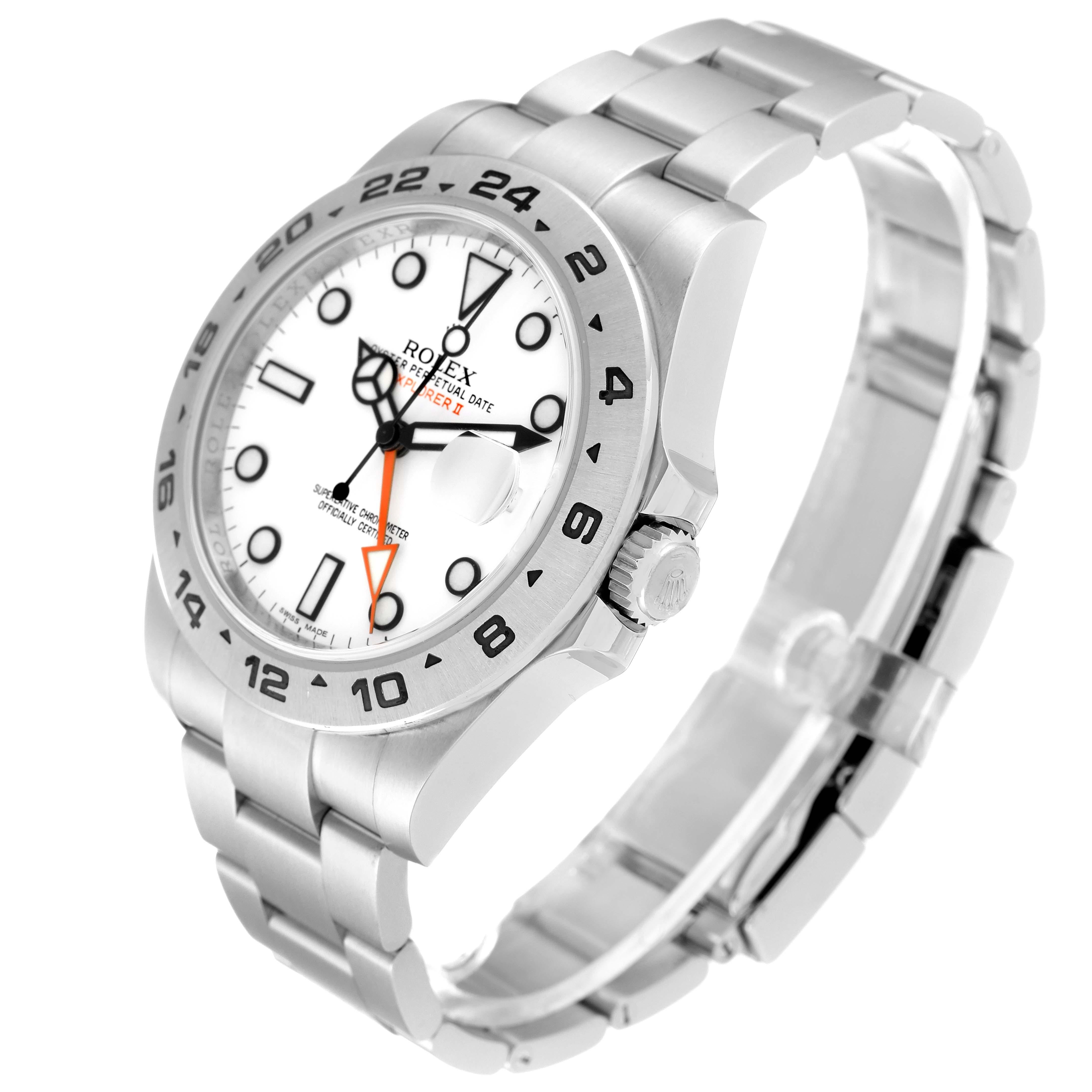 Men's Rolex Explorer II White Dial Orange Hand Steel Mens Watch 216570 Box Card For Sale