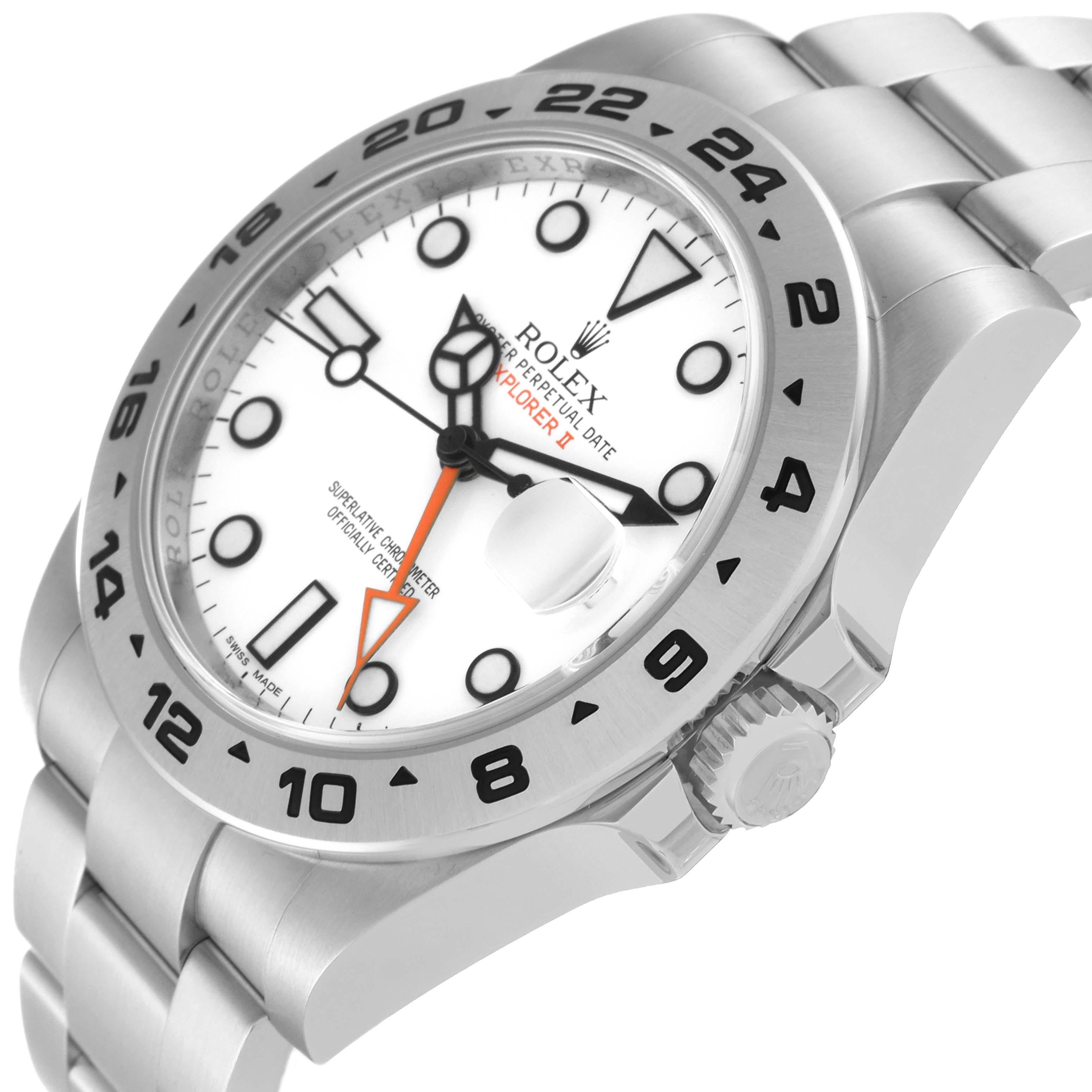 Rolex Explorer II White Dial Orange Hand Steel Mens Watch 216570 Box Card 1