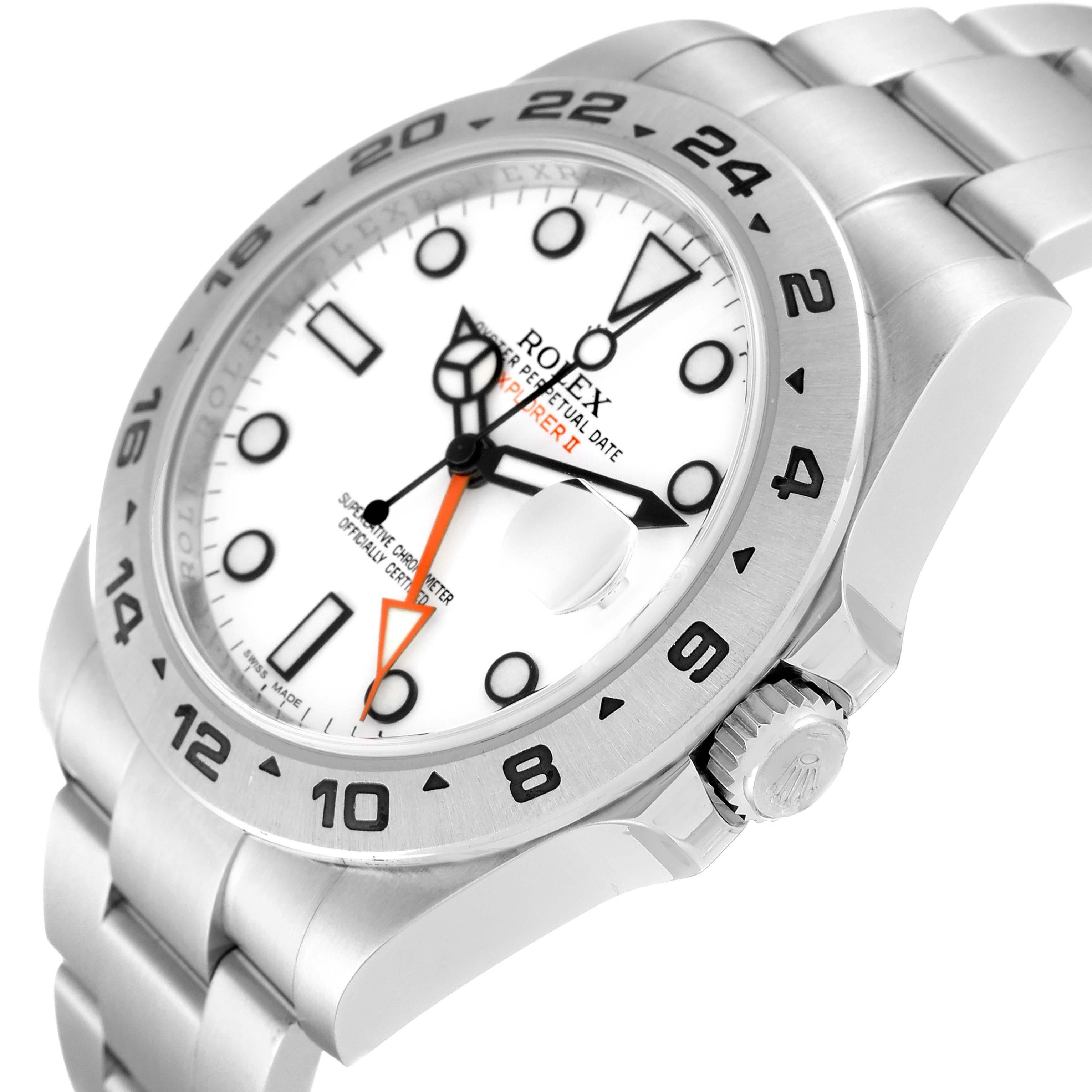 Rolex Explorer II White Dial Orange Hand Steel Mens Watch 216570 Box Card For Sale 1