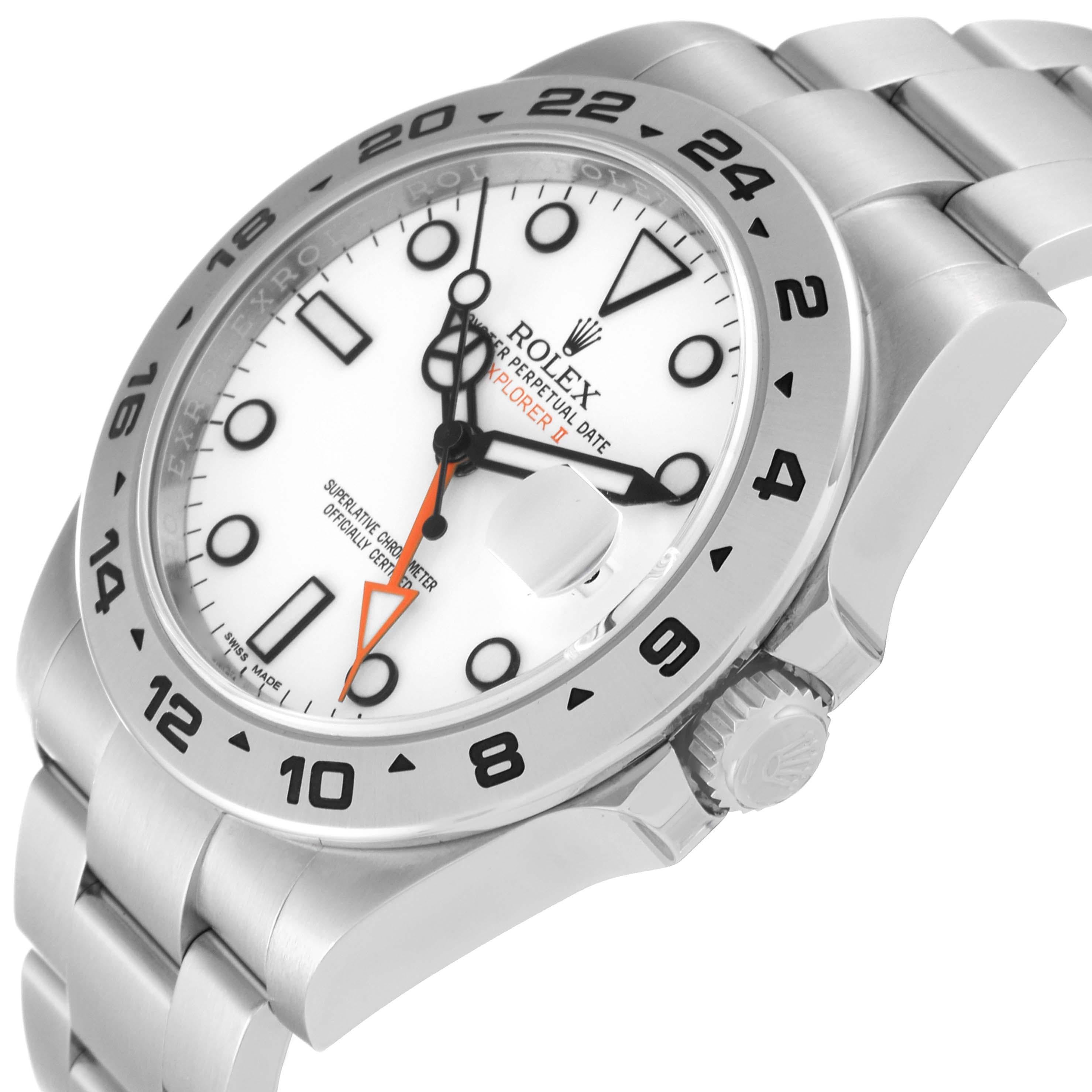 Rolex Explorer II White Dial Orange Hand Steel Mens Watch 216570 Box Card 1