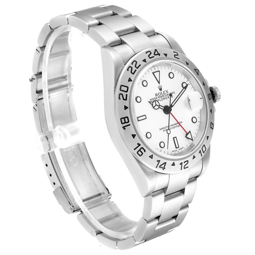 Rolex Explorer II White Dial Red Hand Steel Men's Watch 16570 In Excellent Condition For Sale In Atlanta, GA