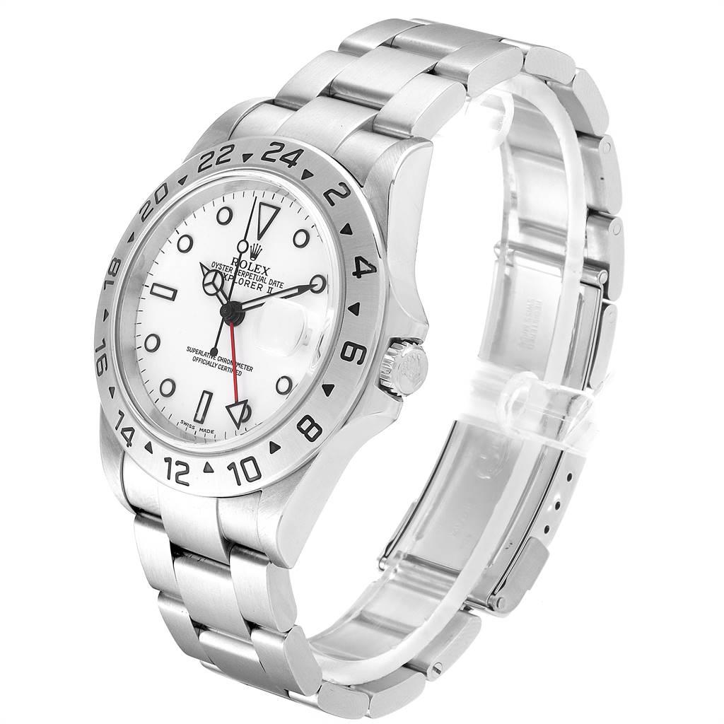 Rolex Explorer II White Dial Red Hand Steel Men's Watch 16570 For Sale 1