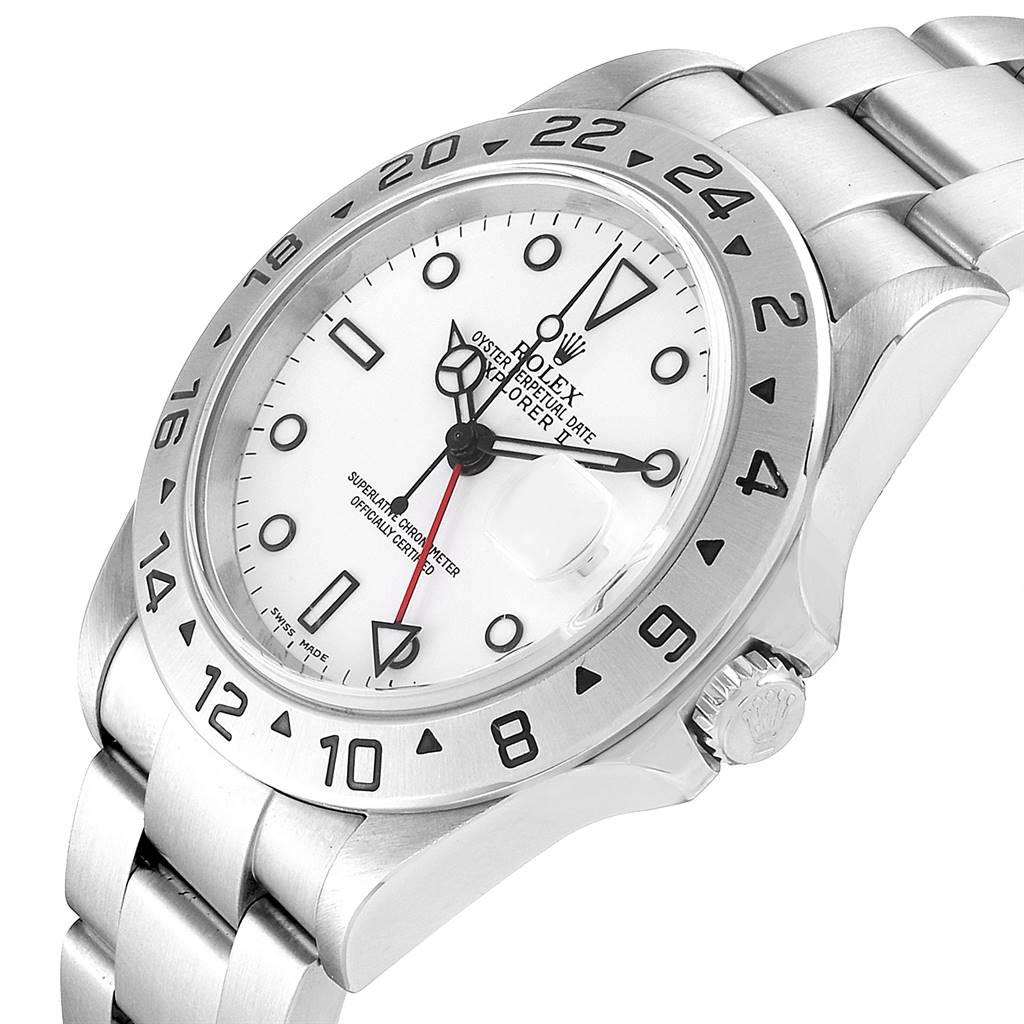 Rolex Explorer II White Dial Red Hand Steel Men's Watch 16570 For Sale 2
