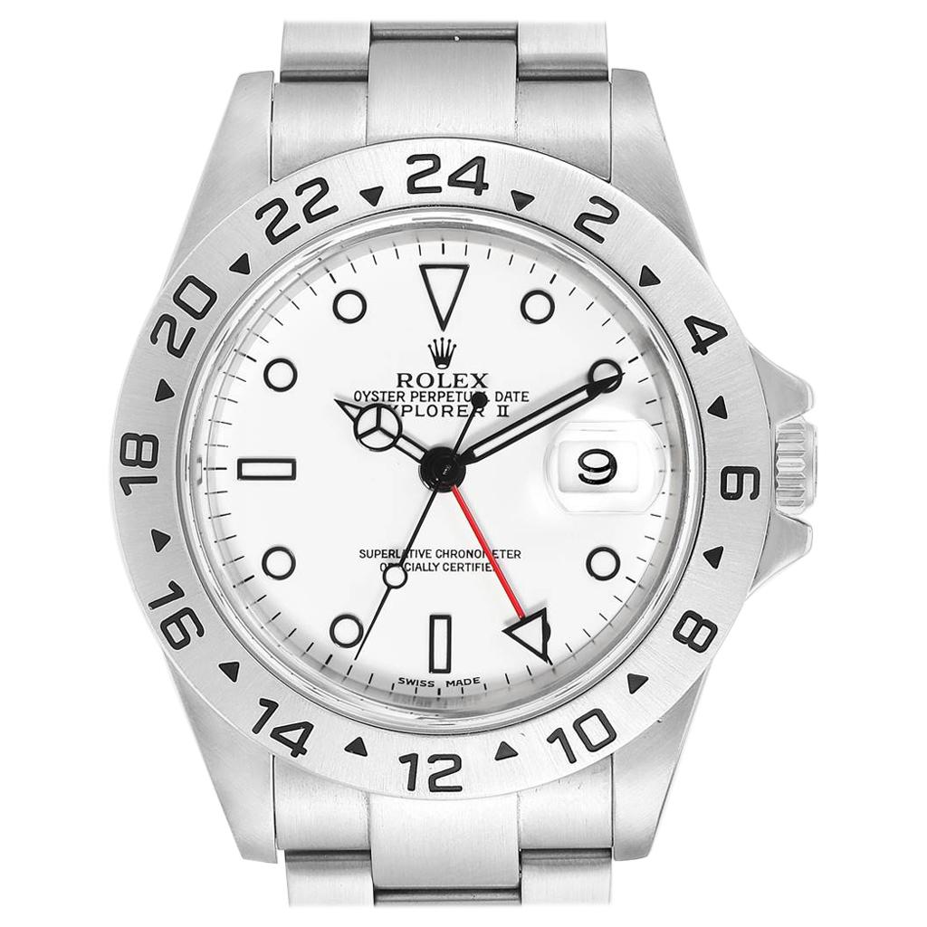 Rolex Explorer II White Dial Red Hand Steel Men's Watch 16570 For Sale