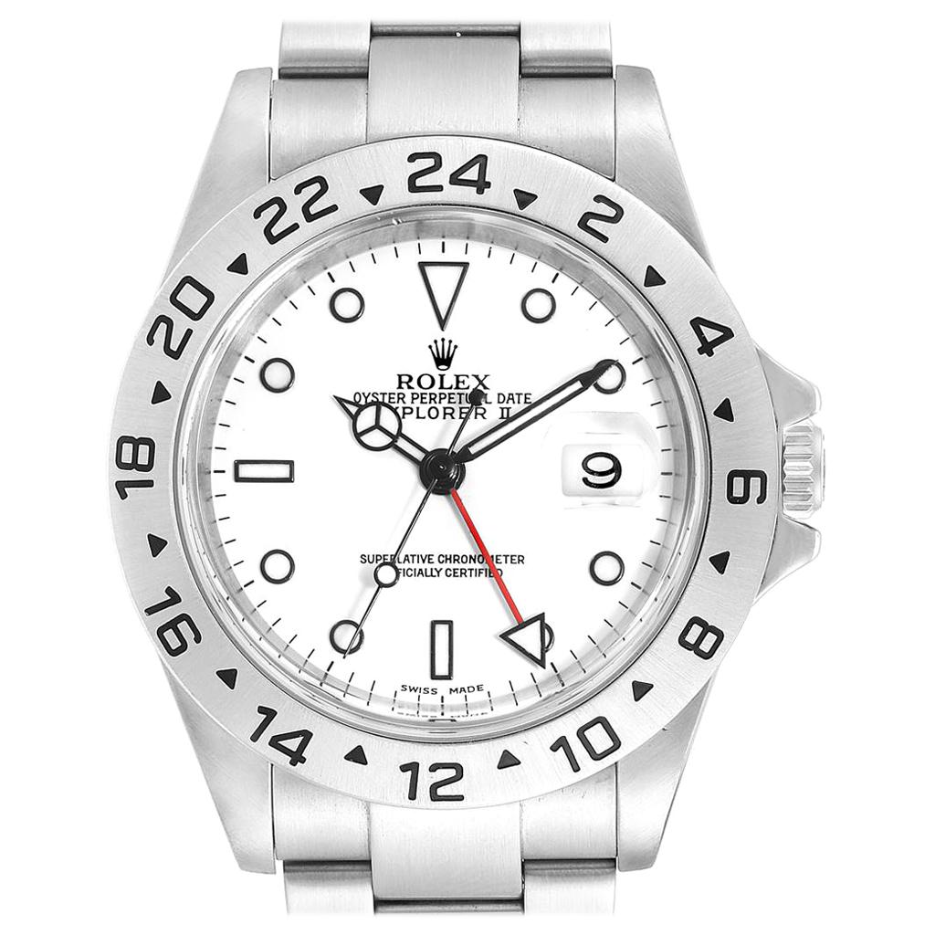Rolex Explorer II White Dial Red Hand Steel Men's Watch 16570 For Sale