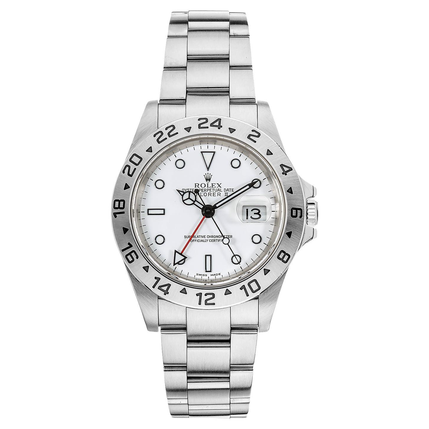 Rolex Explorer II 40mm White Polar Dial Stainless Steel Oyster Mens Watch 16570