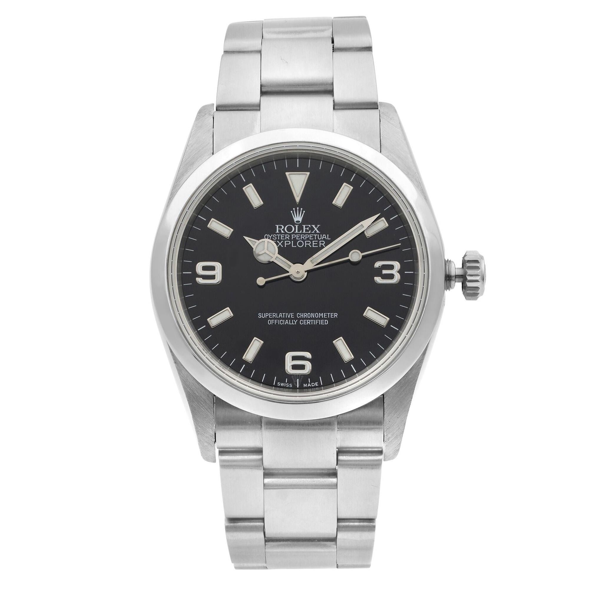 Rolex Explorer Orologio Uomo Automatico Quadrante Nero in Steele 114270