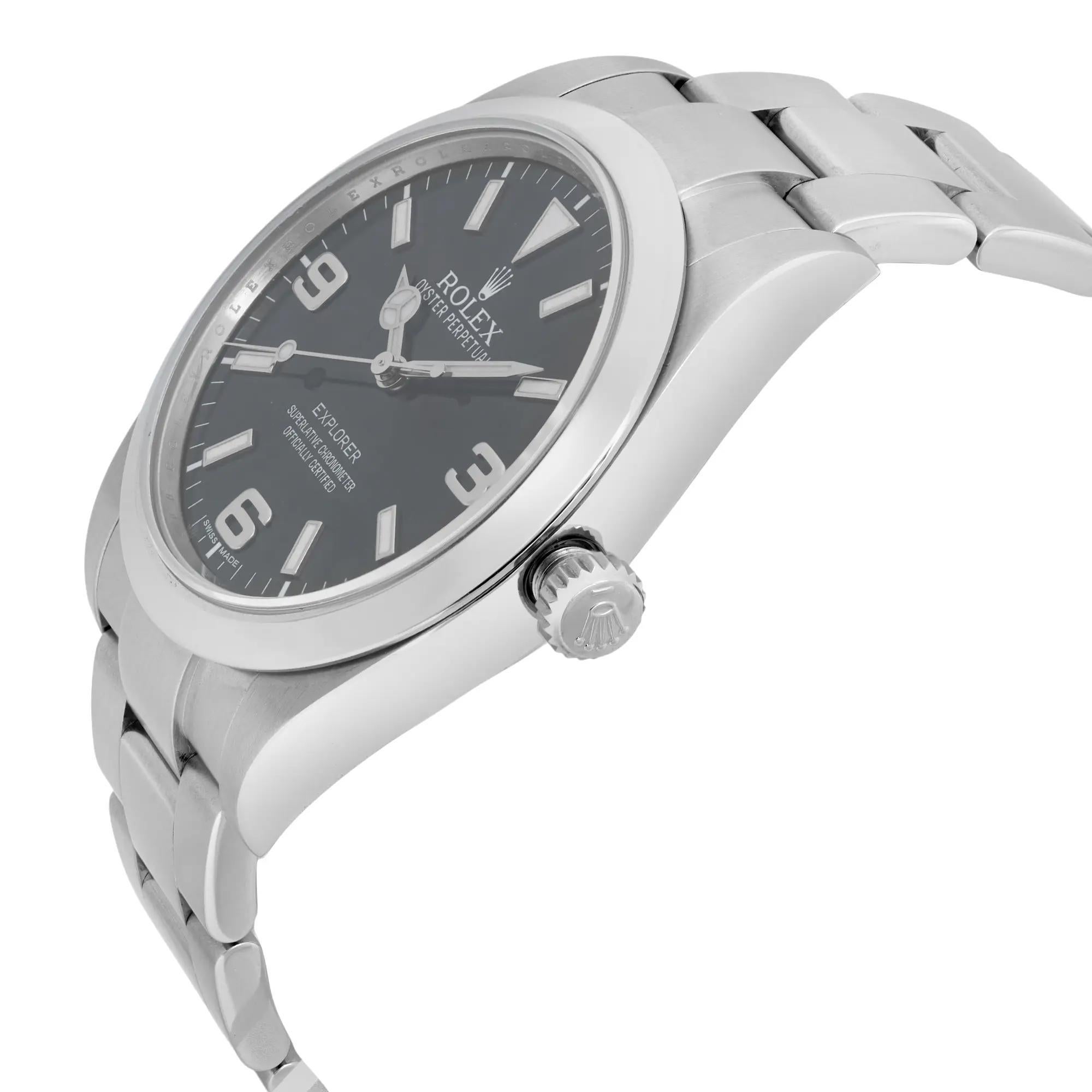 Reloj Rolex Explorer Acero 39mm Esfera Negra Automático 214270 en Excelente estado para la venta en New York, NY