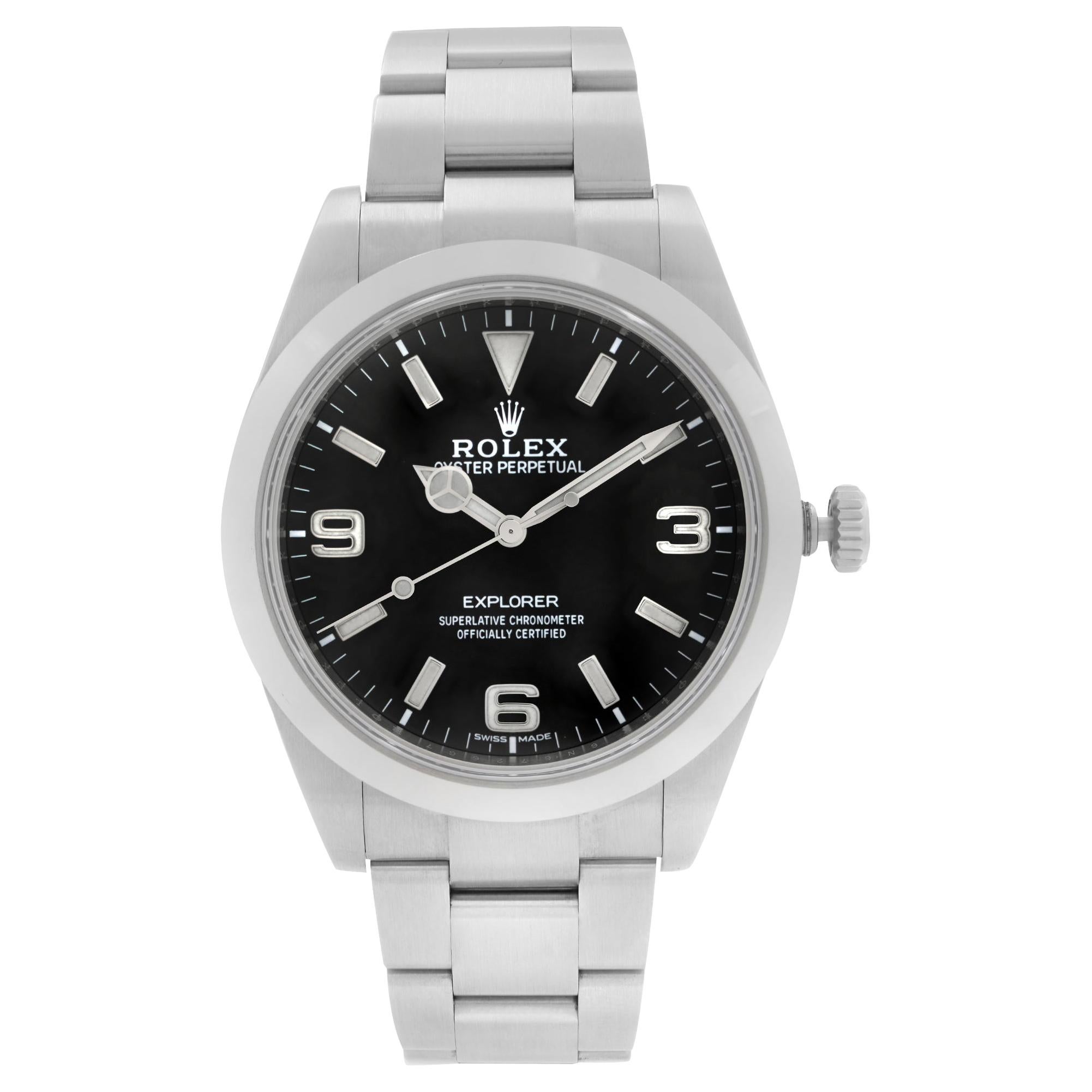 Rolex Explorer Steel Black Dial Automatic Oyster Smooth Mens Watch 214270