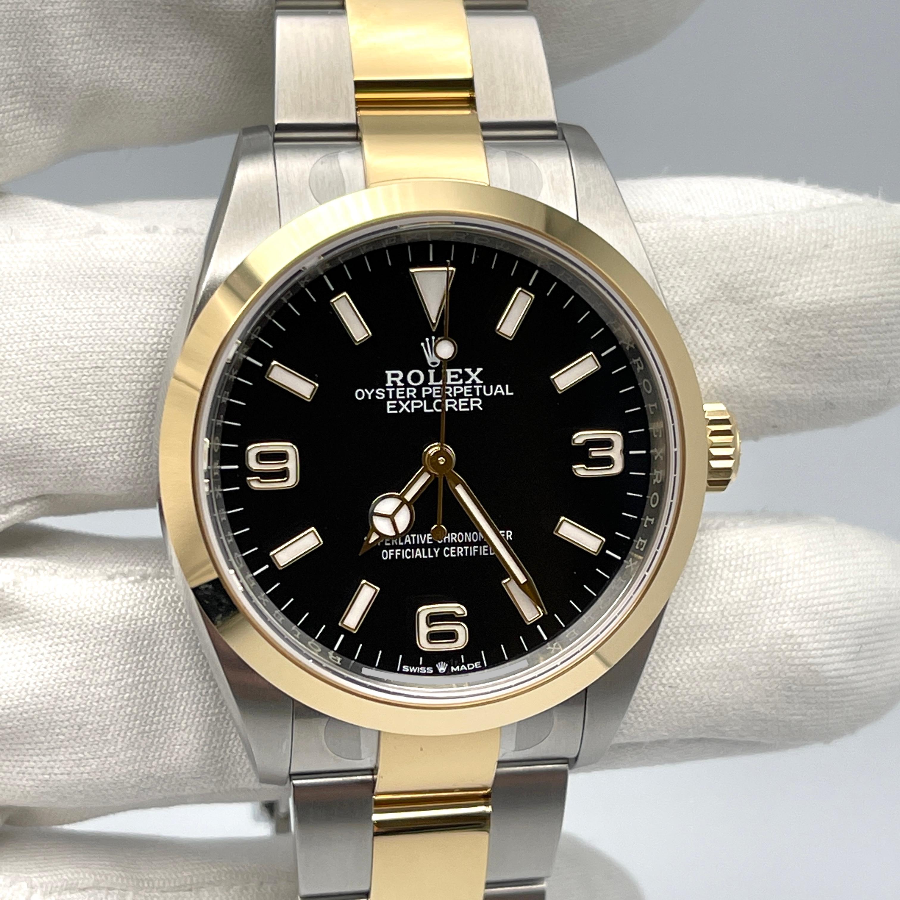 Women's or Men's Rolex Explorer Yellow Gold & Stainless Steel Black Dial 124273 2021