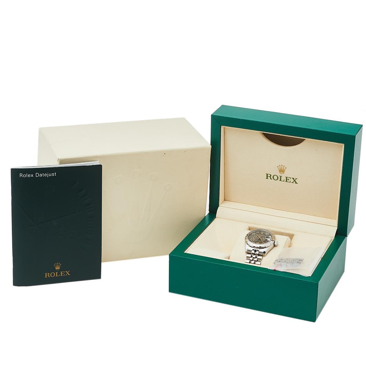 Rolex Floral 18K White Gold Stainless Steel Datejust  Women's Wristwatch 31 mm 4