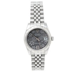 Rolex Floral 18K White Gold Stainless Steel Datejust Women's Wristwatch 31 mm