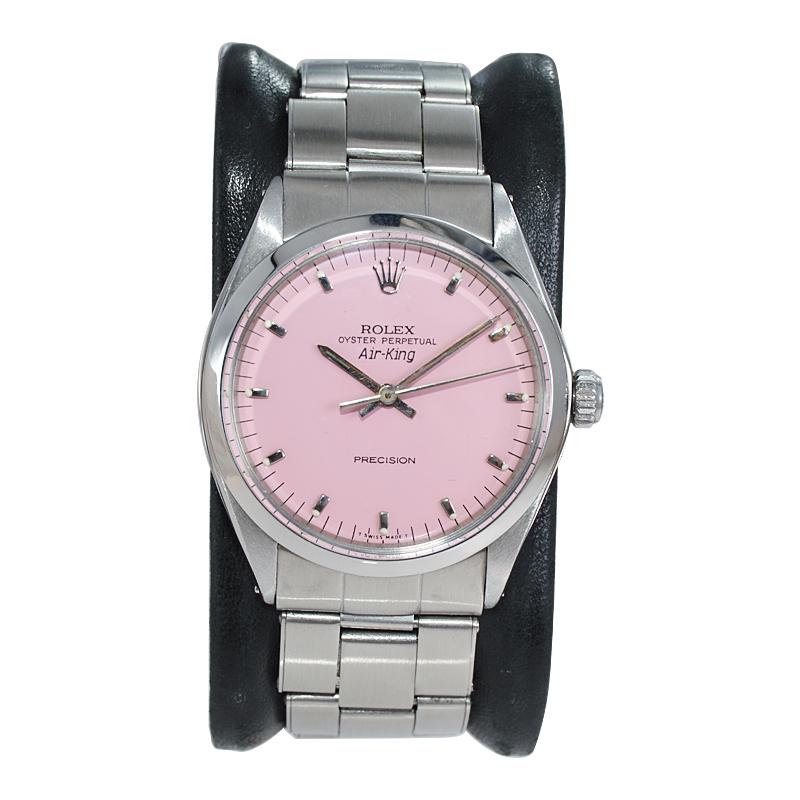 FACTORY / HOUSE: Rolex Watch Company
STYLE / REFERENCE: 5500 / 1002
METAL / MATERIAL: Stainless Steel
CIRCA / YEAR: Early 1970's
DIMENSIONS / SIZE: 38mm x 34mm
MOVEMENT / CALIBER: Perpetual Winding / 26 Jewels / Cal.1530
DIAL / HANDS: Custom