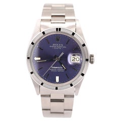 Rolex for Tiffany and Co Oyster Perpetual Date 15210 Dark Blue Dial Watch