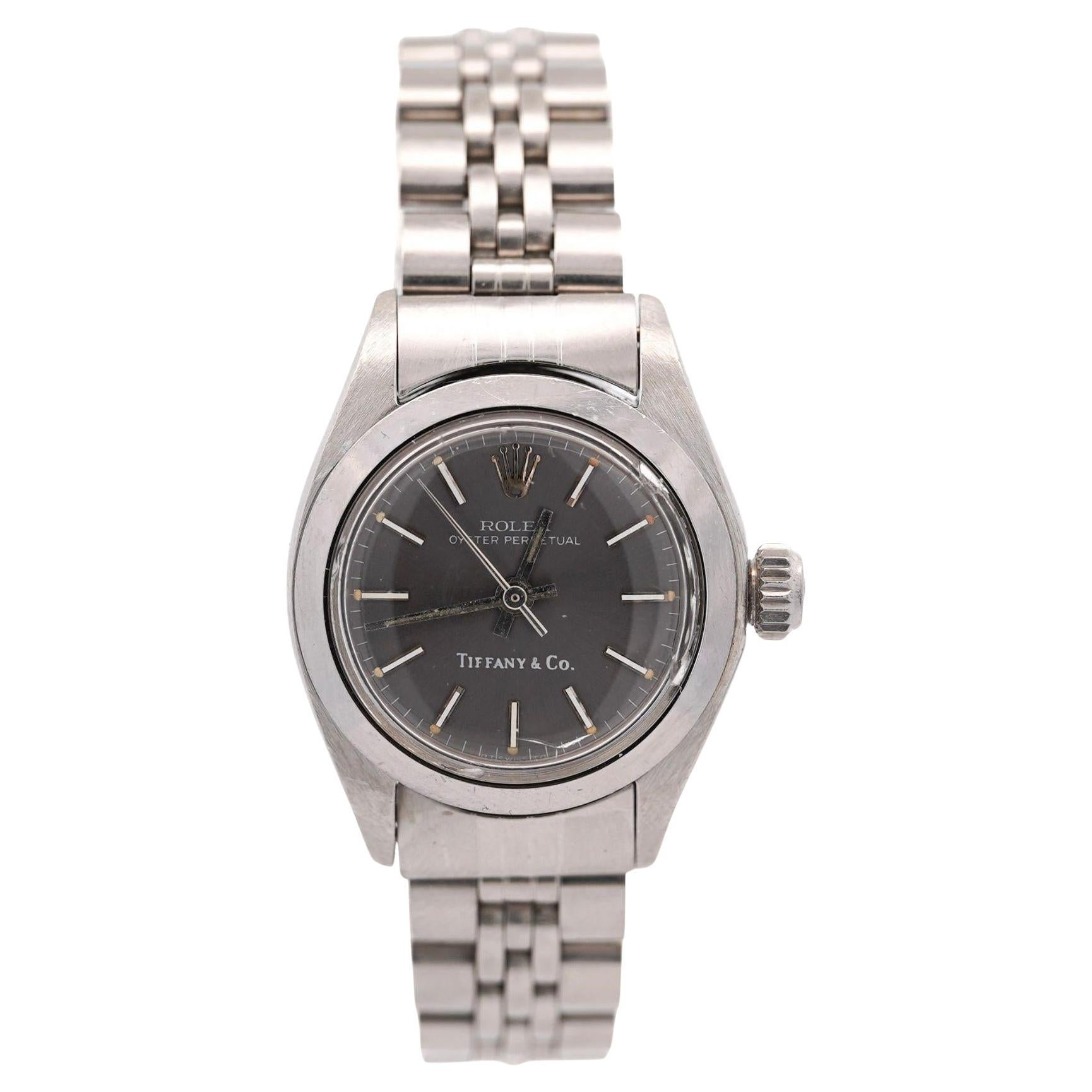 Rolex for Tiffany 
Co. Reloj Oyster Perpetual 6718 de acero de 24 mm en venta