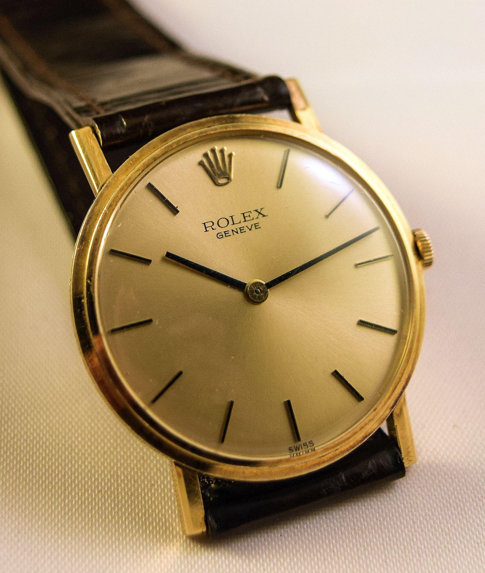 Rolex Geneve une montre très élégante et extra fine en or 18 carats en vente 7