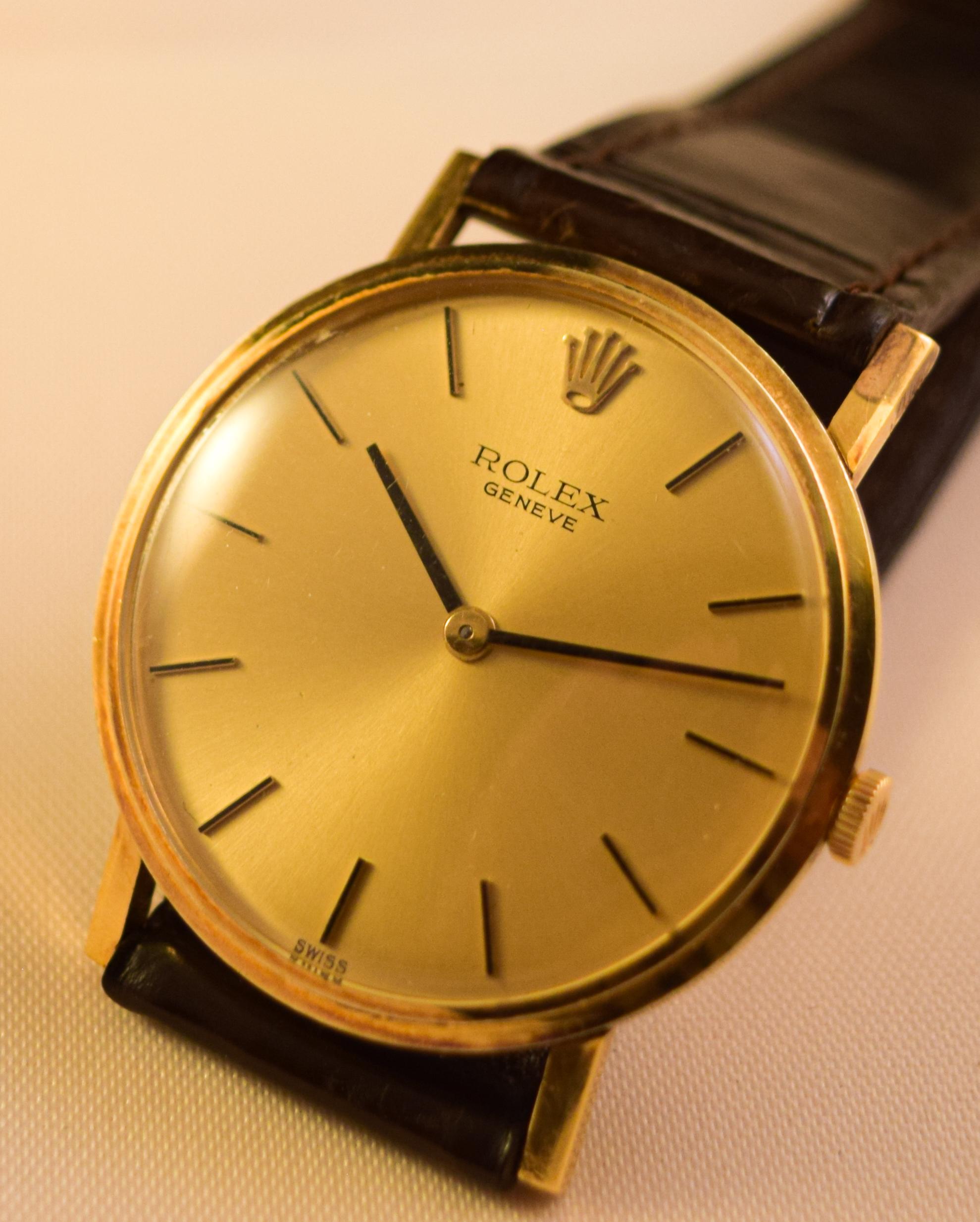 Rolex Geneve a very elegant 18 karat extra slim watch For Sale 7