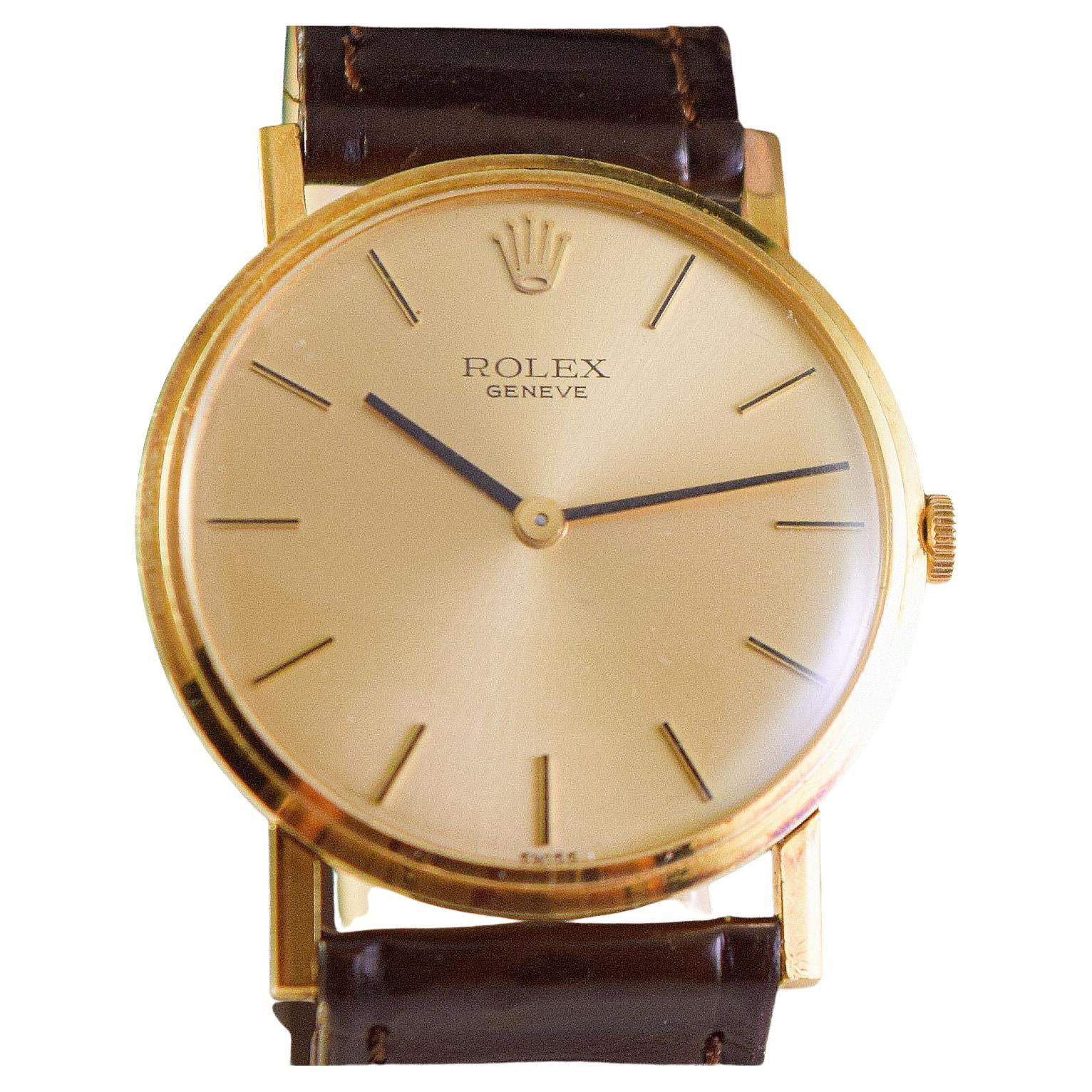 Rolex Geneve a very elegant 18 karat extra slim watch For Sale