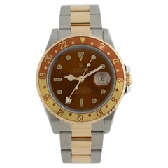 Retro 1988 Rolex GMT II Stainless Steel and 18k Gold, "Rootbeer" Dial Model 16713