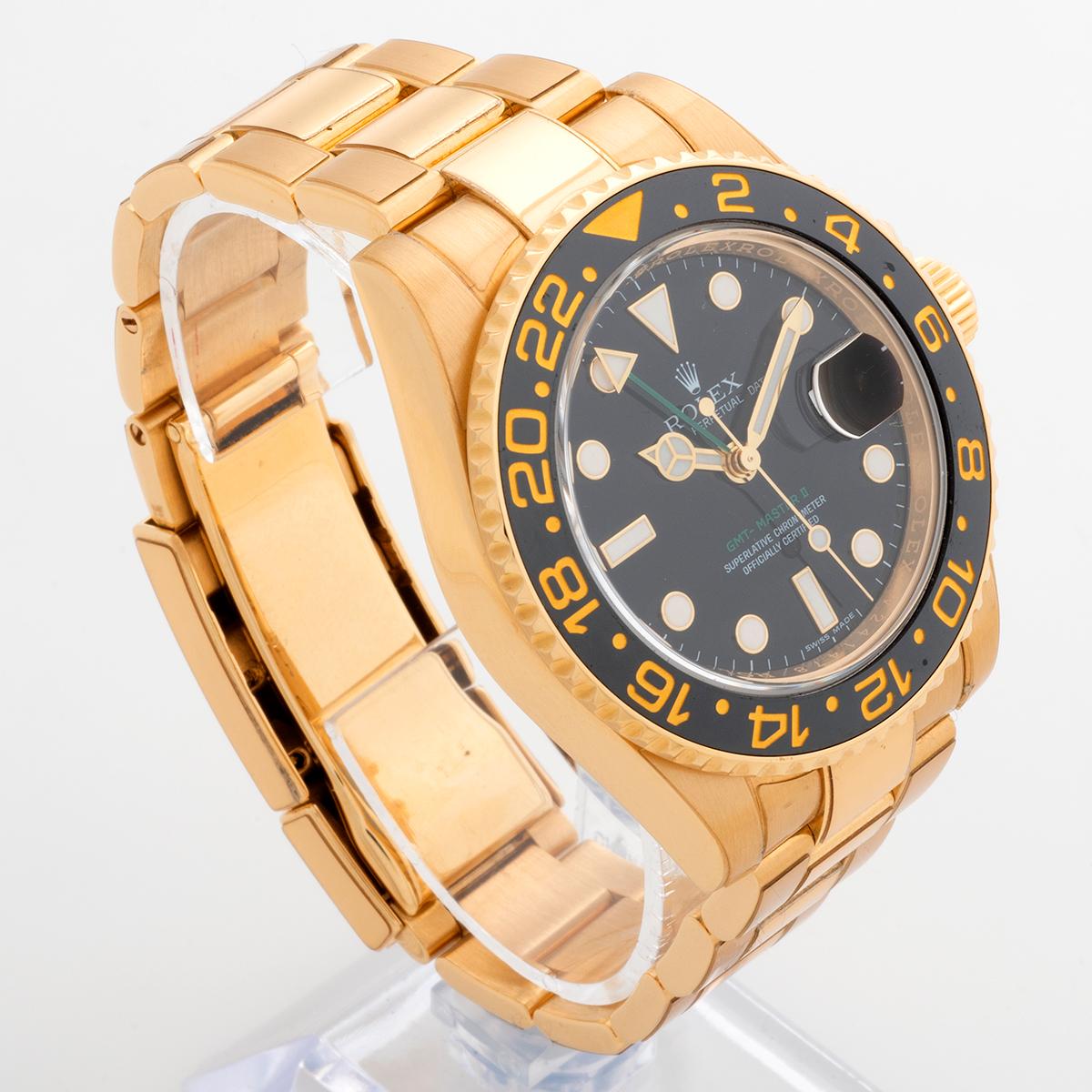 Rolex GMT Master 11 Ref 116718LN Wristwatch, 44mm Yellow Gold Case, B&P's.... In Excellent Condition For Sale In Canterbury, GB