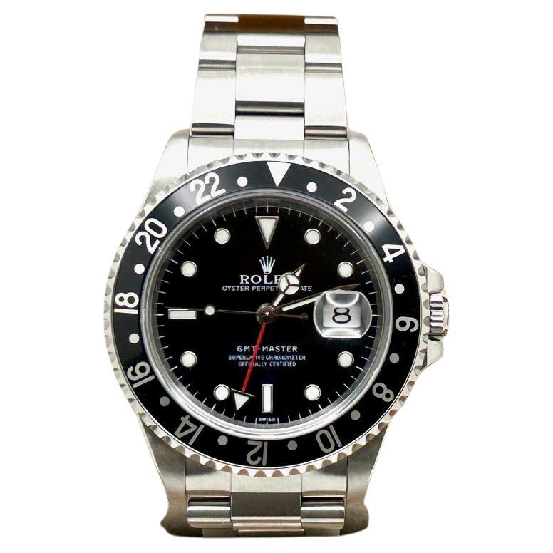 Rolex GMT Master 16700 40mm Nero Acciaio Inox Scatola Carta di Servizio in vendita