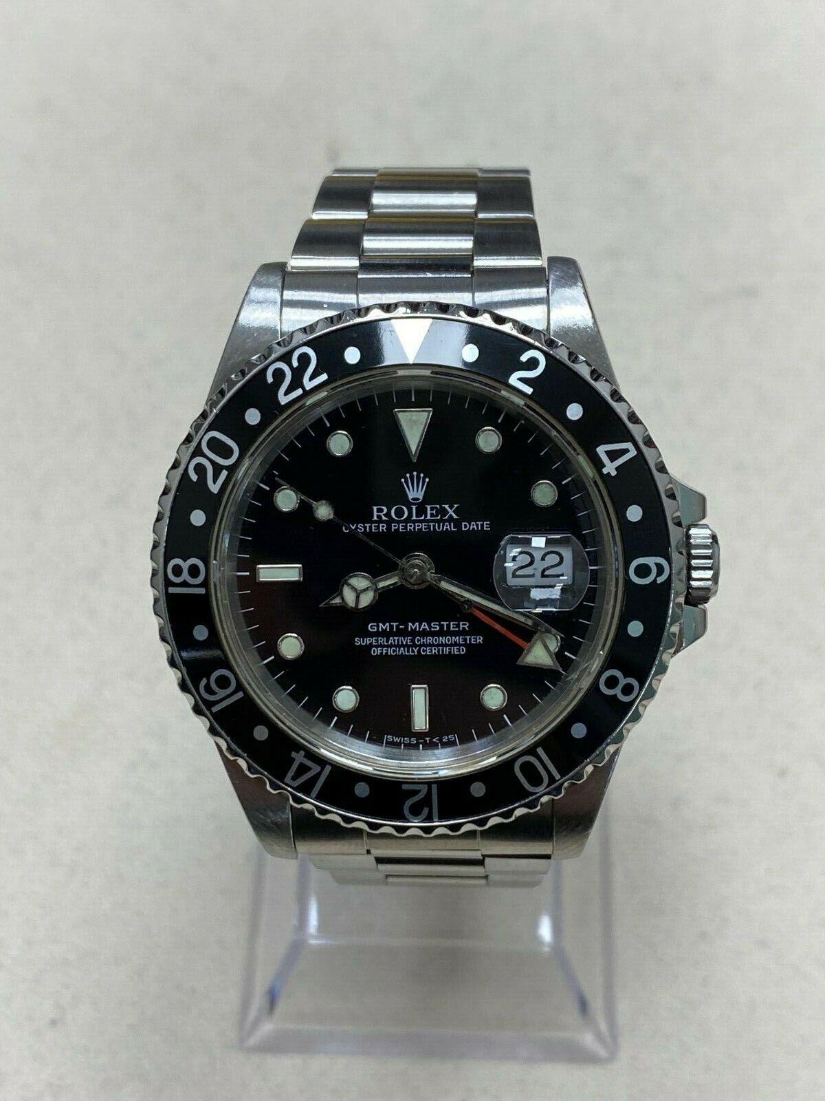 Rolex GMT Master 16700 schwarzes Zifferblatt Edelstahl Uhrenbox Booklet im Zustand „Hervorragend“ in San Diego, CA