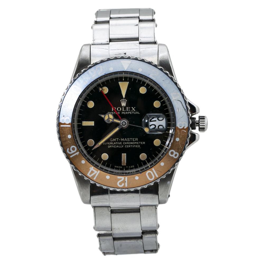 Rolex GMT Master 1675 1966 Gilt Watch Box Double Punched Papers Service Card For Sale