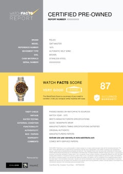 Rolex GMT Master 1675:: cadran brun:: certifié et garanti