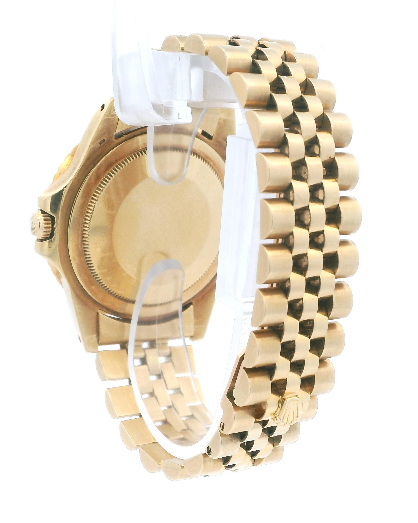 Men's Rolex GMT-Master 1675 Gloss Brown Nipple Dial 18K Yellow Gold Vintage Watch For Sale