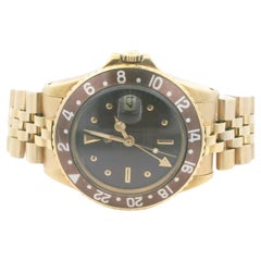 Rolex GMT-Master 1675 Gloss Brown Nipple Dial 18K Yellow Gold Vintage Watch