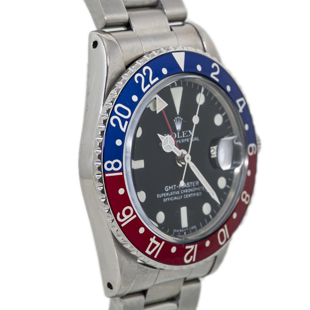 Contemporary Rolex GMT Master 1675 Mark V 5 Vintage Pepsi Automatic Mens Watch For Sale