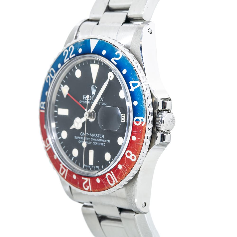 Contemporary Rolex GMT Master 1675 Mark V Vintage Pepsi Automatic Mens Watch For Sale