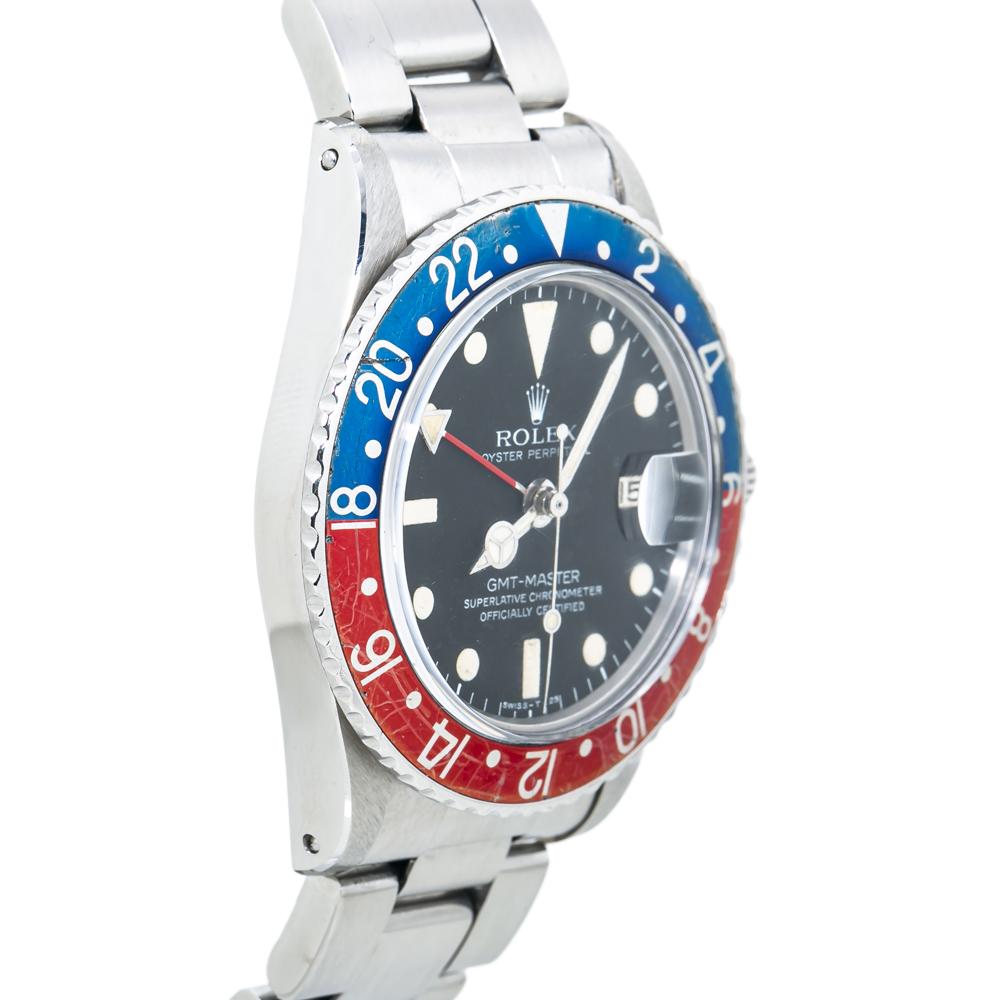 Rolex GMT Master 1675 Mark V Vintage Pepsi Automatic Mens Watch In Good Condition For Sale In Miami, FL