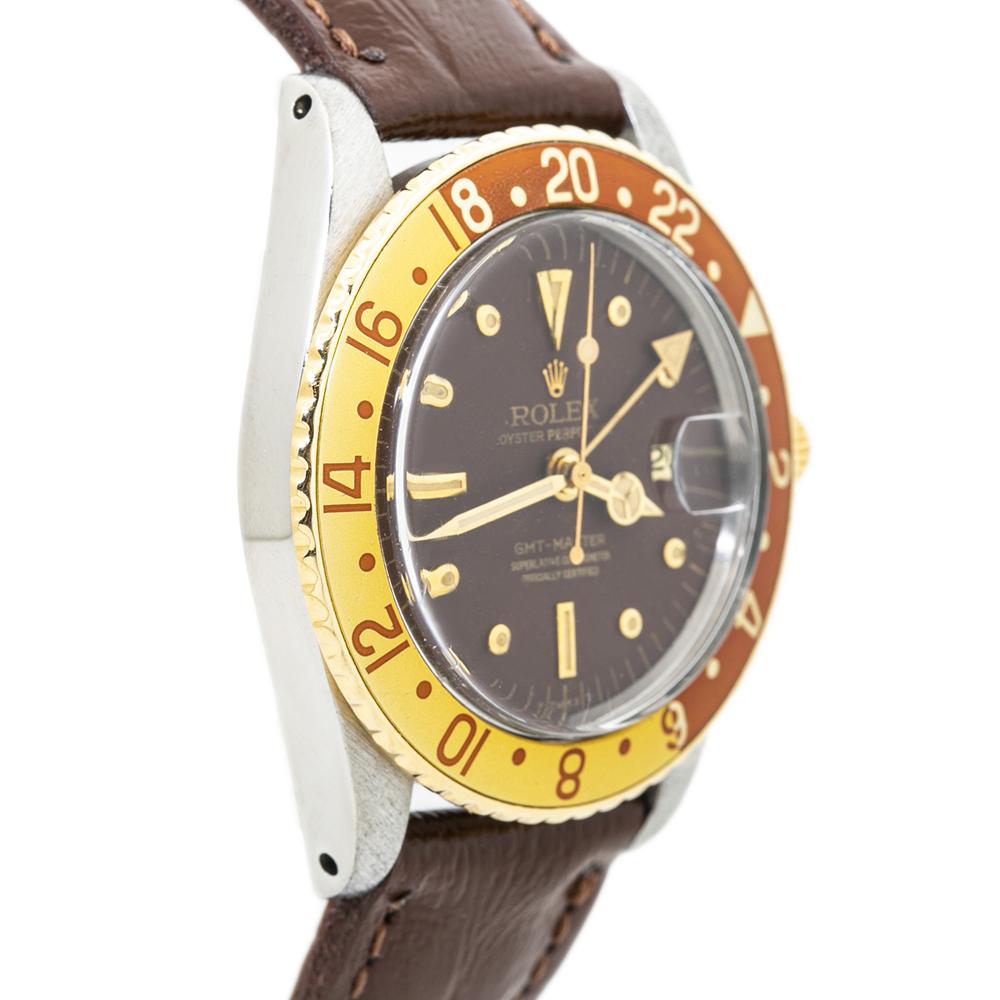 Rolex GMT-Master 1675 Matte Brown Nipple Dial Automatic Men's Watch In Excellent Condition In Miami, FL