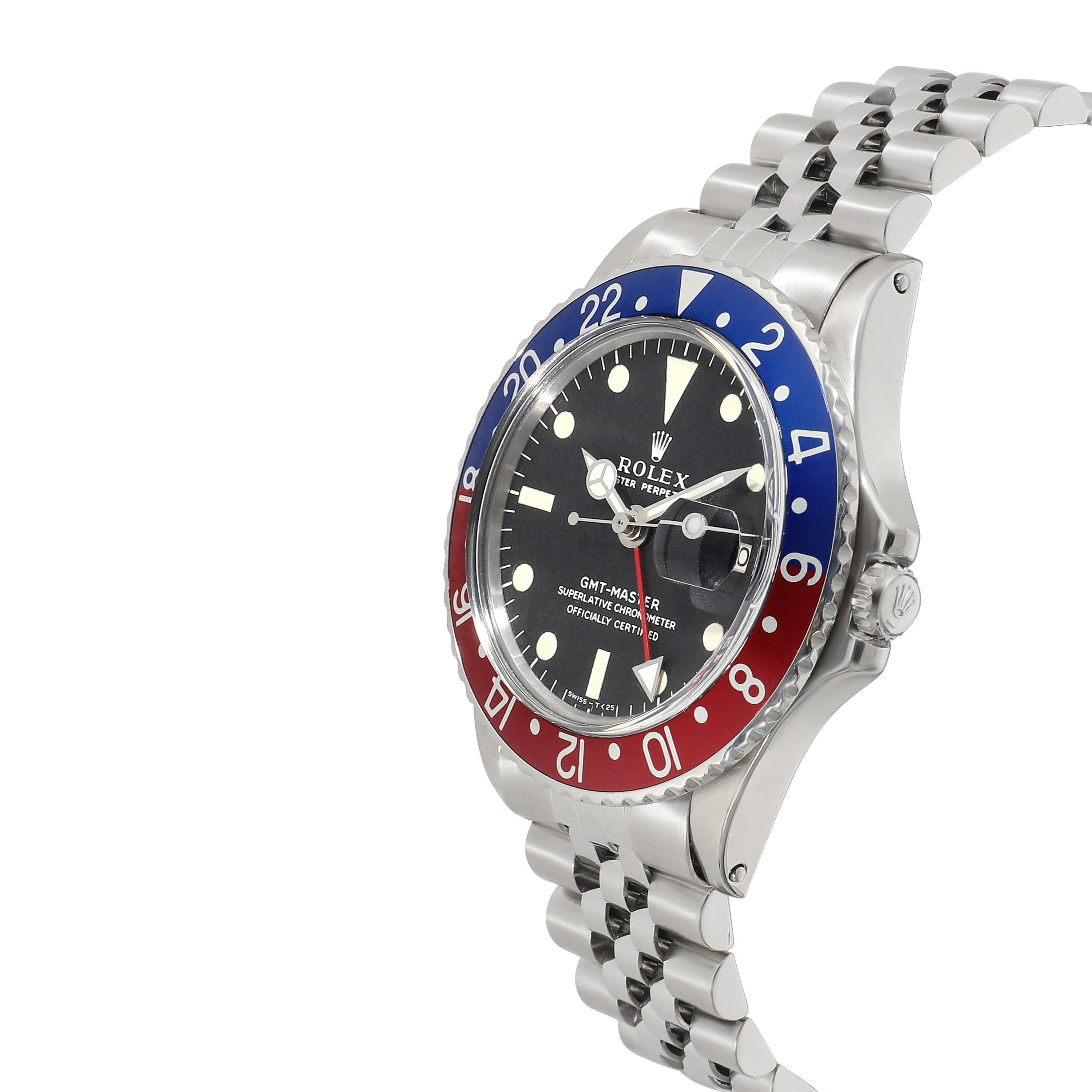Rolex GMT Master 1675 Men's Watch in  Stainless Steel In Excellent Condition In New York, NY