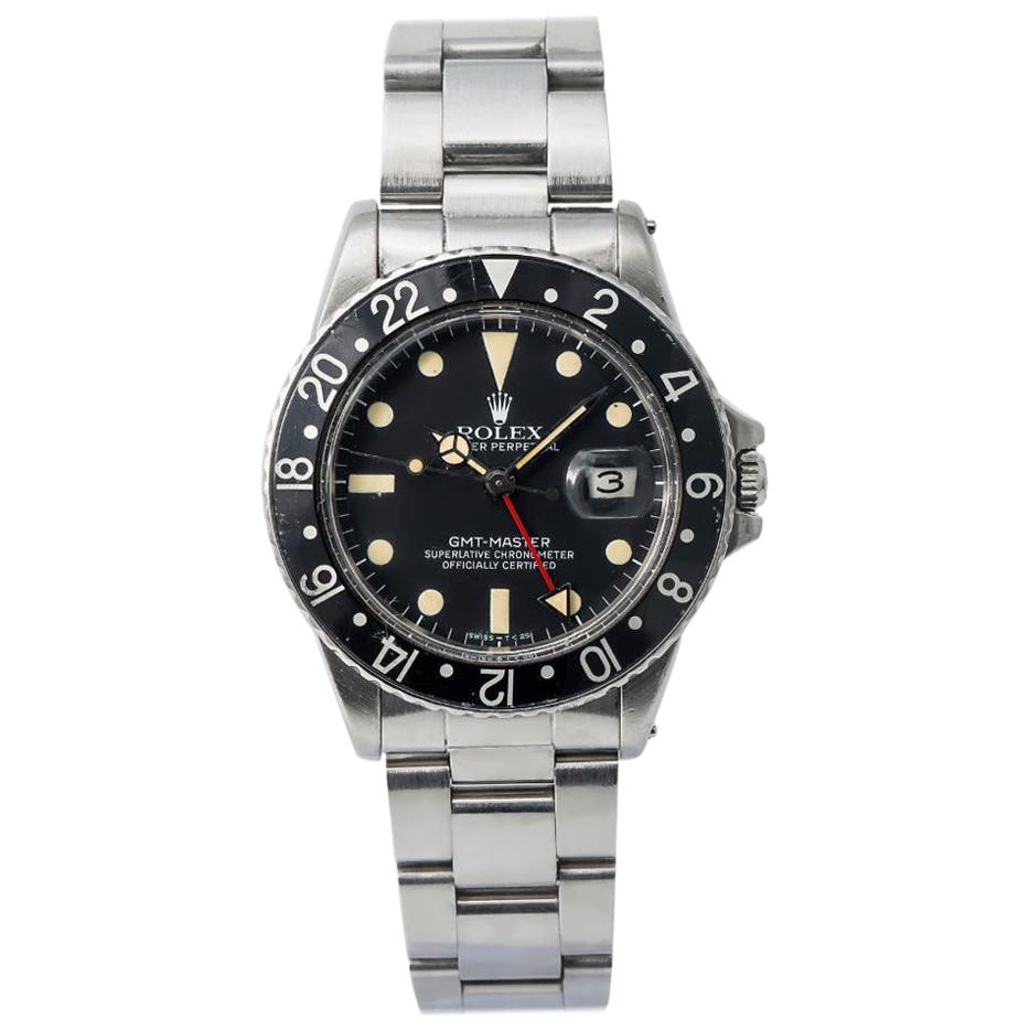 Rolex GMT Master 16750, Black Dial, Certified and Warranty For Sale