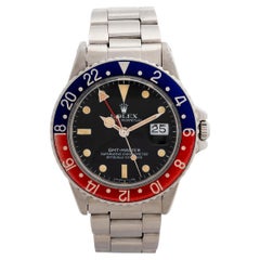 Rolex GMT Master 16750 Armbanduhr, Zifferblatteinsatz mit Pepsi-Lünette, Anfang der 1980er Jahre.