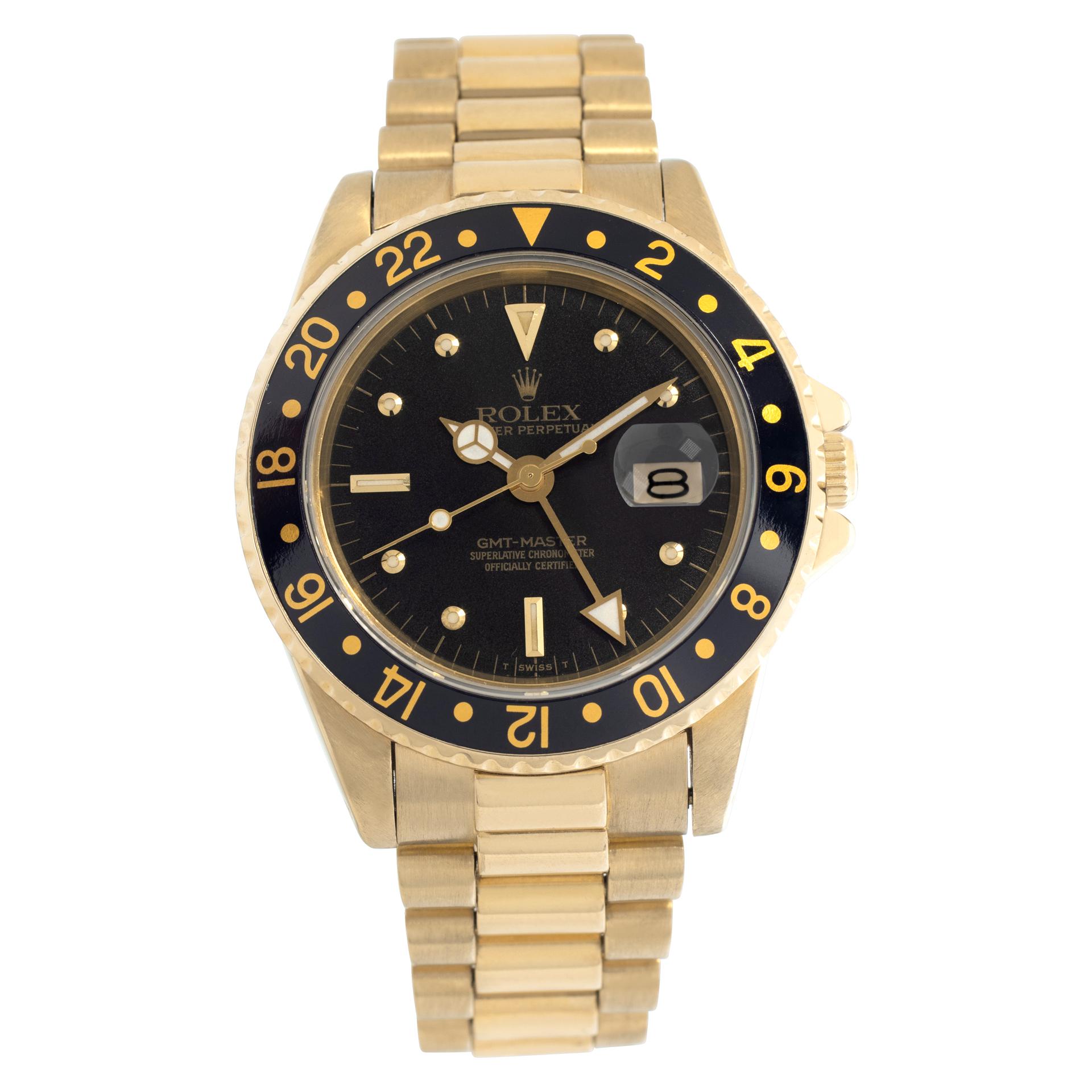 Rolex GMT-Master 16758 in yellow gold with a Black dial 39mm Automatic watch For Sale