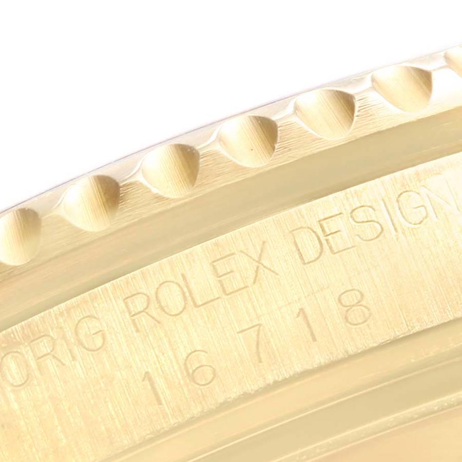 Rolex GMT Master 18K Gelbgold Schwarzes Zifferblatt Herrenuhr 16718 Box Service Karte im Angebot 4