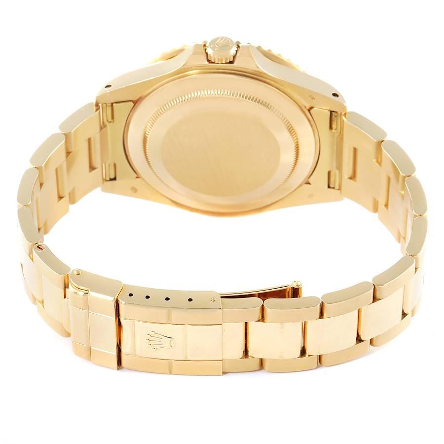 Rolex GMT Master 18K Gelbgold Schwarzes Zifferblatt Herrenuhr 16718 Box Service Karte im Angebot 6