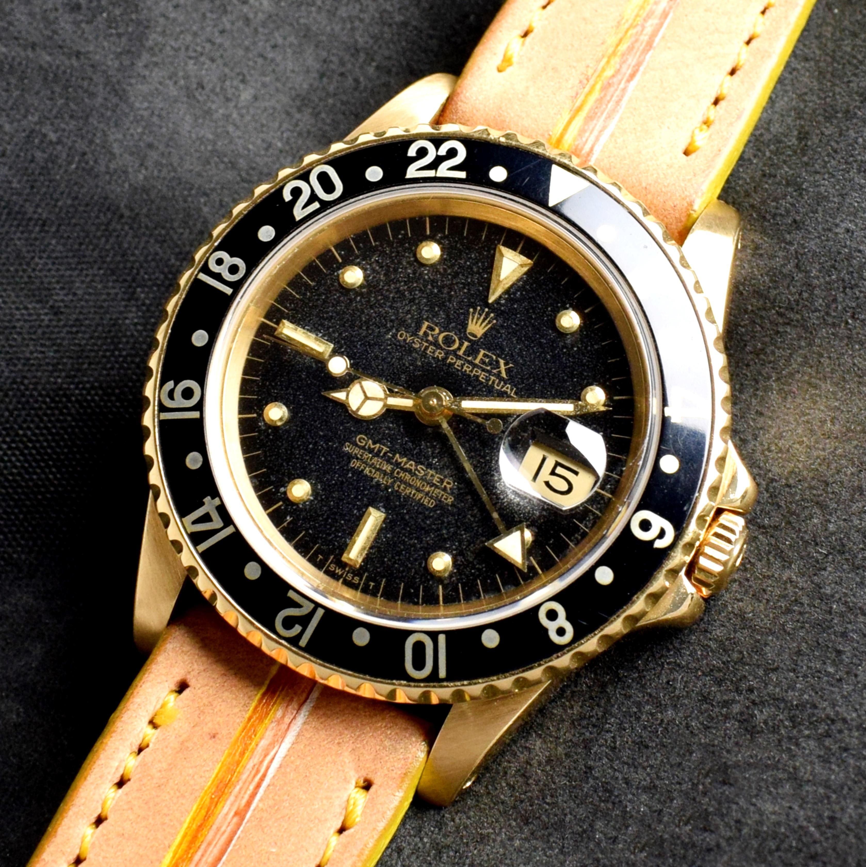 Brand: Vintage Rolex
Model: 16758
Year: 1983
Serial number: 81xxxxx
Reference: C03700

Case: 18K Yellow Gold 40mm case in diameter without crown shows sign of wear with slight polish from previous; inner case back stamped 16750

Dial: Excellent