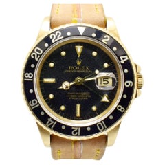 Rolex GMT-Master 18K Yellow Gold Black Nipple Dial 16758 Automatic Watch 1983