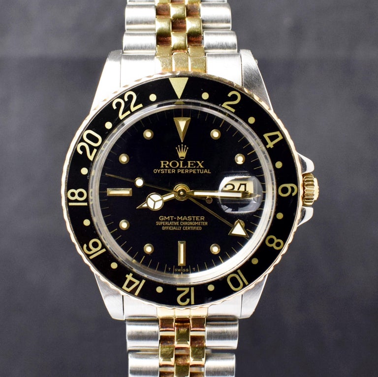 Rolex Gmt-Master 18k Yellow Gold and Steel Black Nipple 16753 Automatic ...